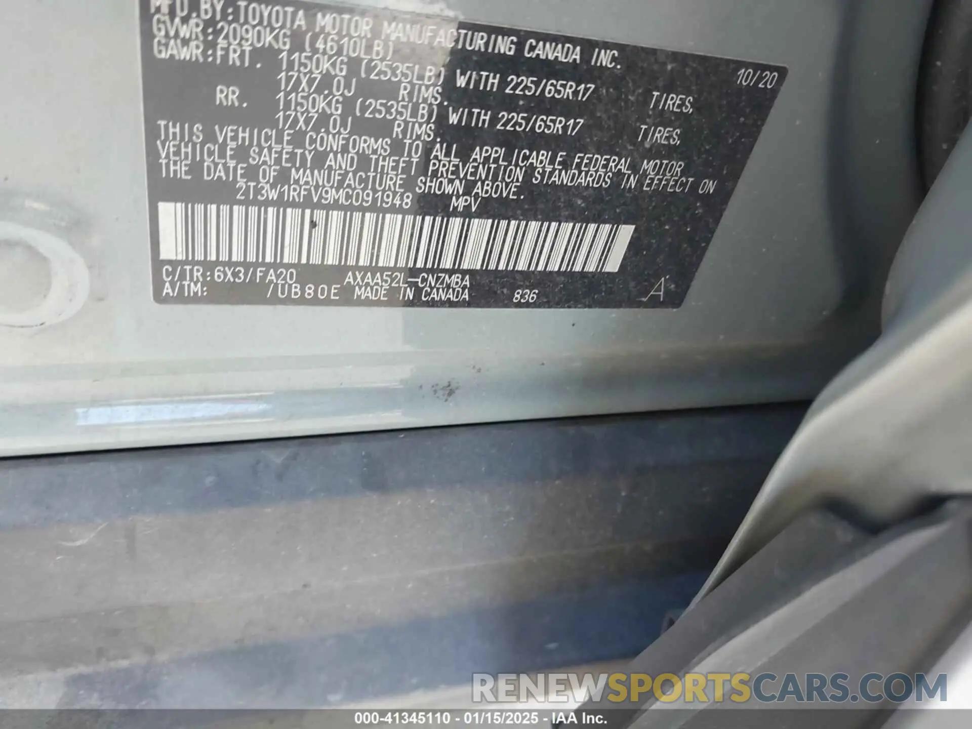9 Photograph of a damaged car 2T3W1RFV9MC091948 TOYOTA RAV4 2021