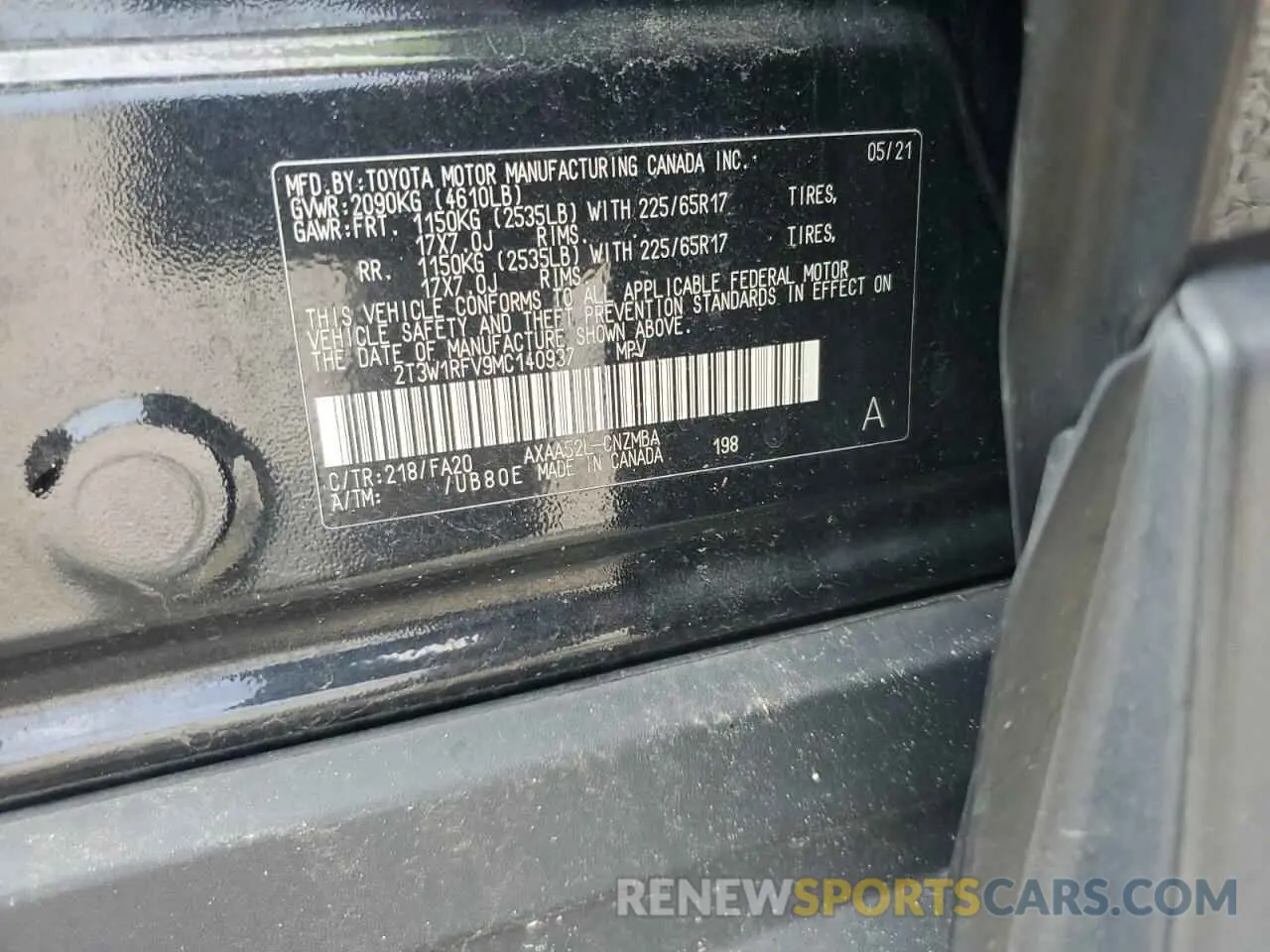 14 Photograph of a damaged car 2T3W1RFV9MC140937 TOYOTA RAV4 2021