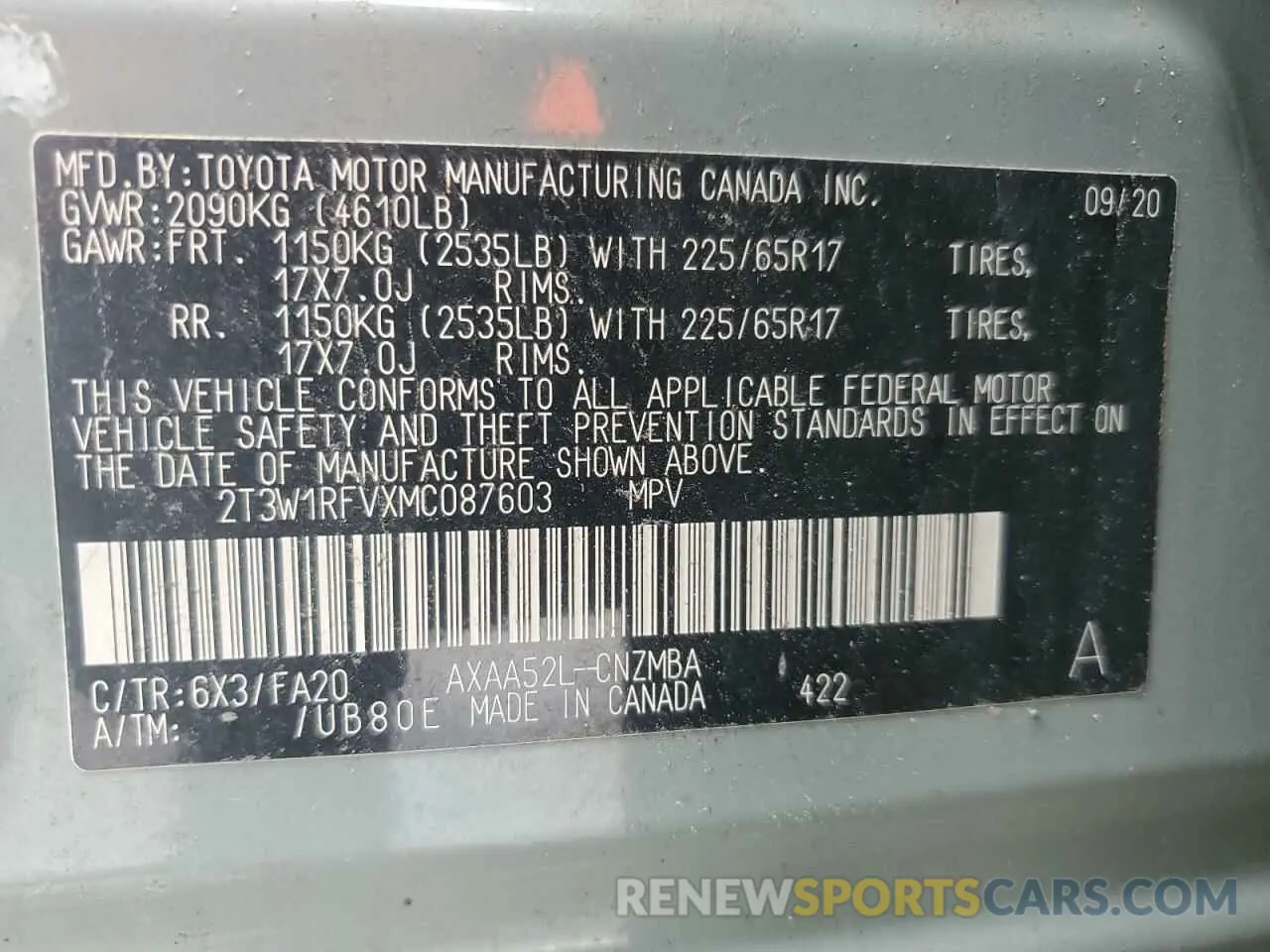 12 Photograph of a damaged car 2T3W1RFVXMC087603 TOYOTA RAV4 2021