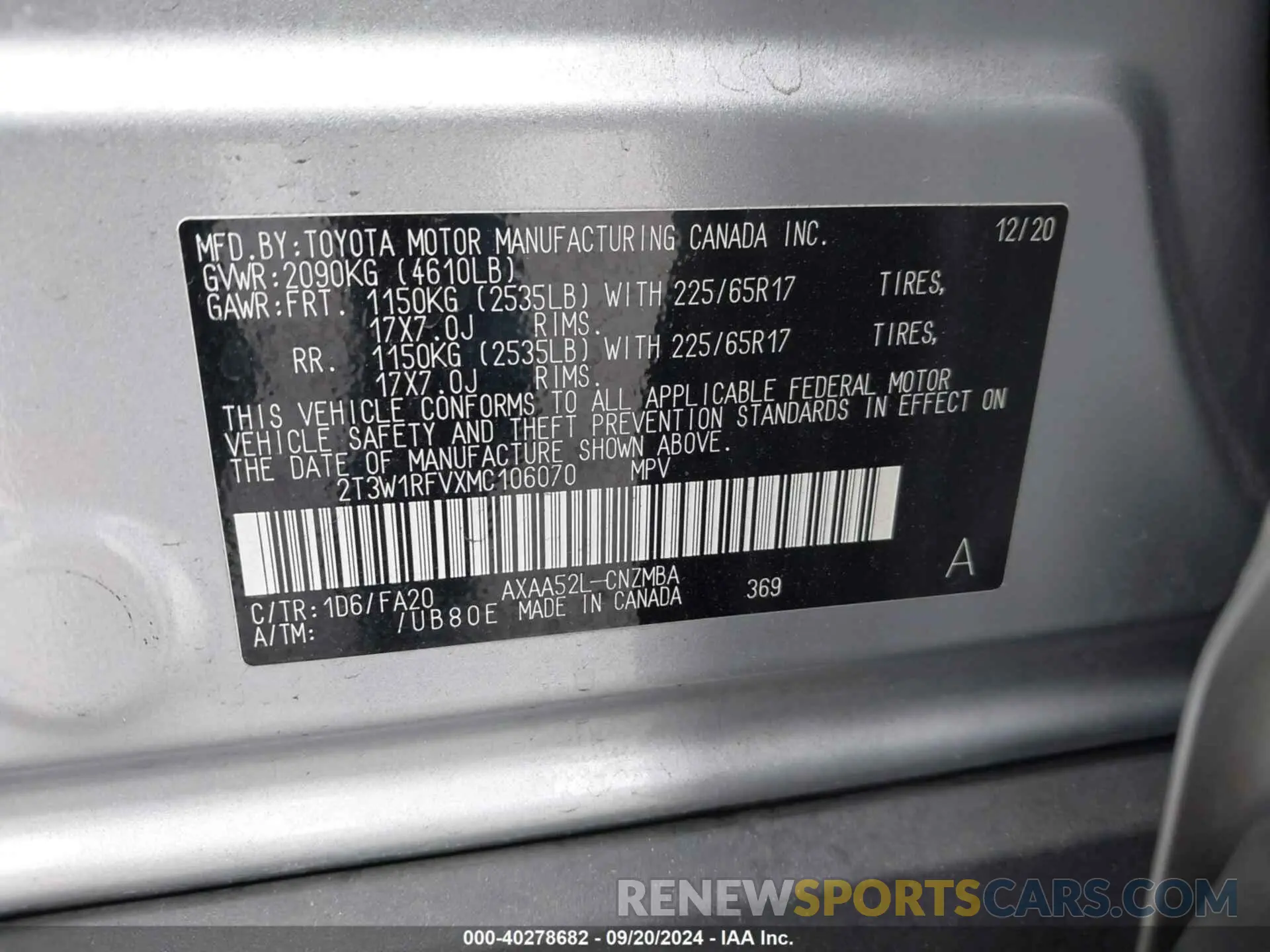 9 Photograph of a damaged car 2T3W1RFVXMC106070 TOYOTA RAV4 2021