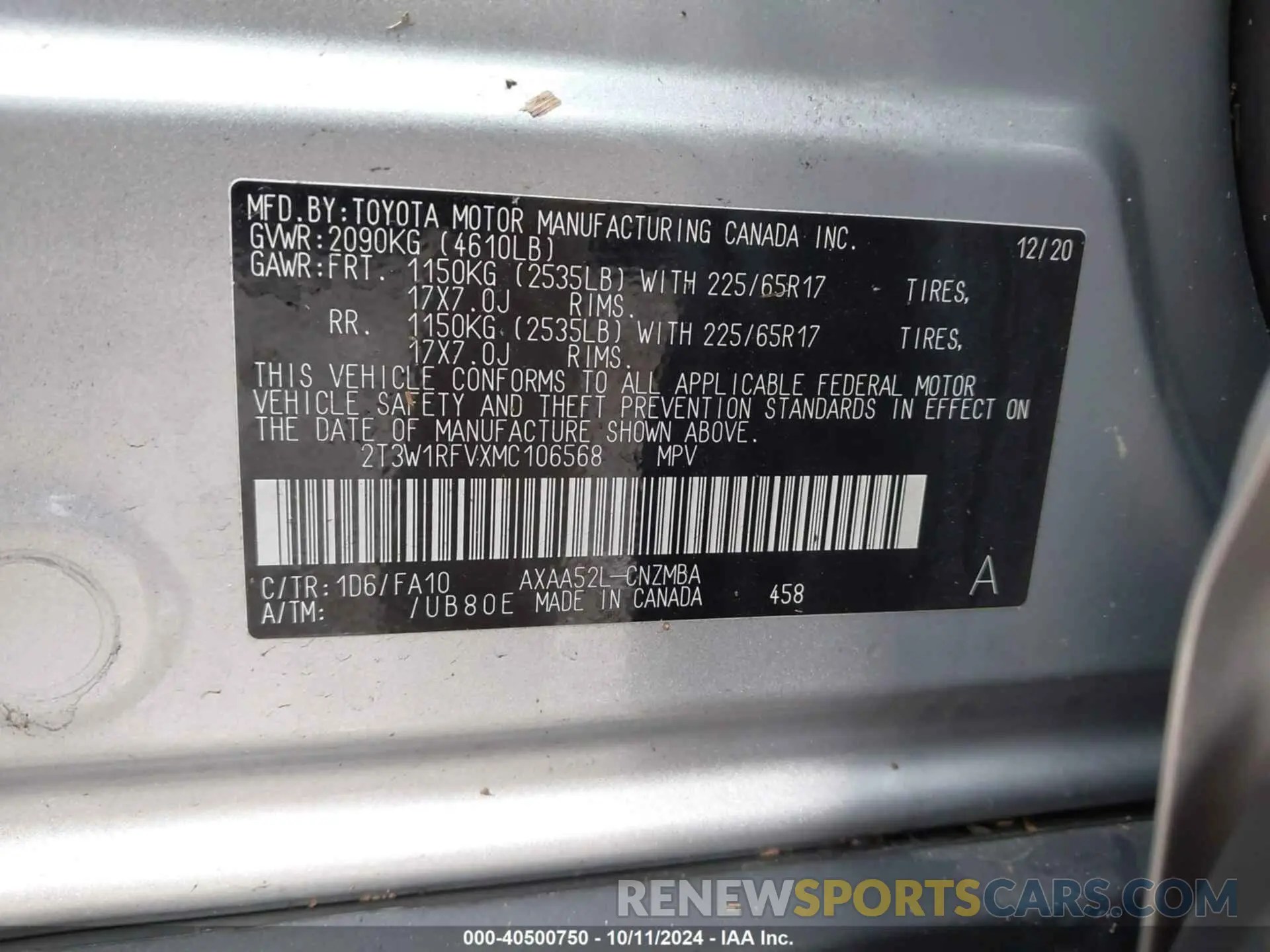 9 Photograph of a damaged car 2T3W1RFVXMC106568 TOYOTA RAV4 2021