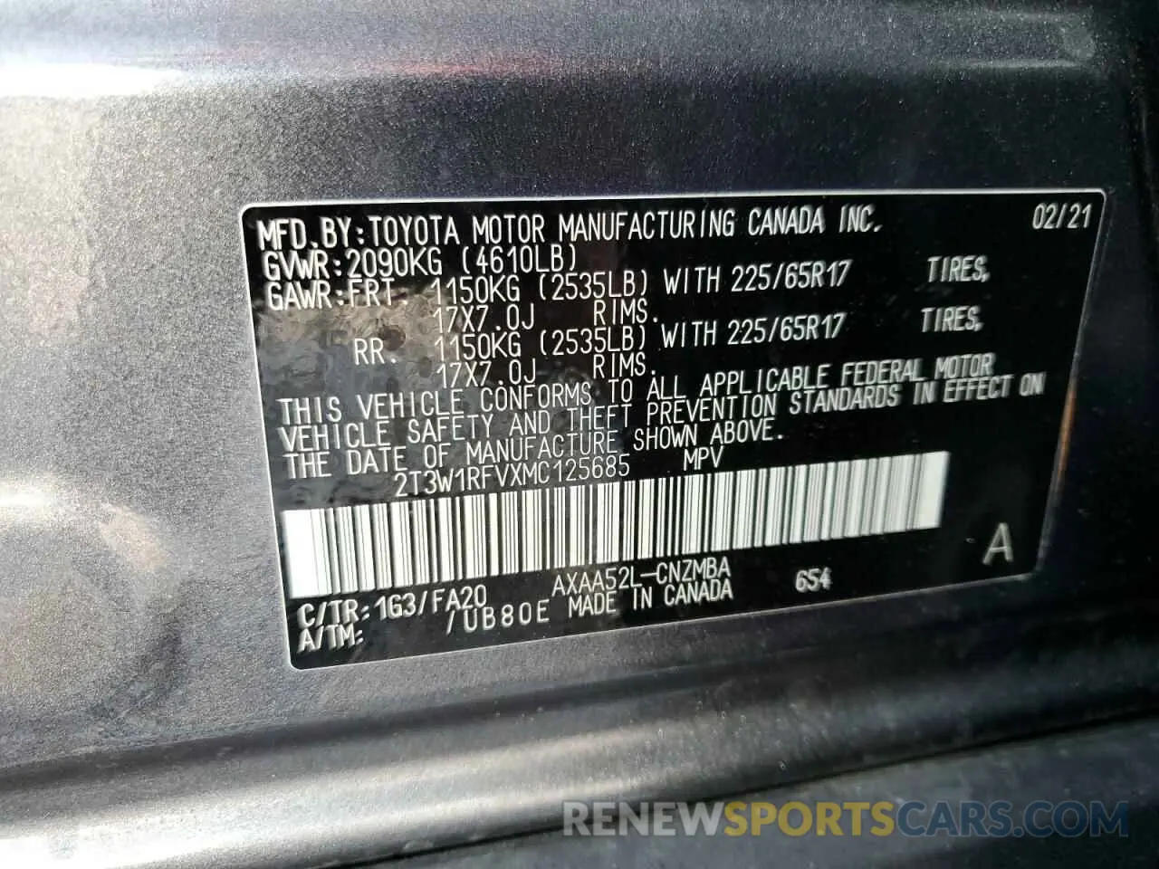 14 Photograph of a damaged car 2T3W1RFVXMC125685 TOYOTA RAV4 2021