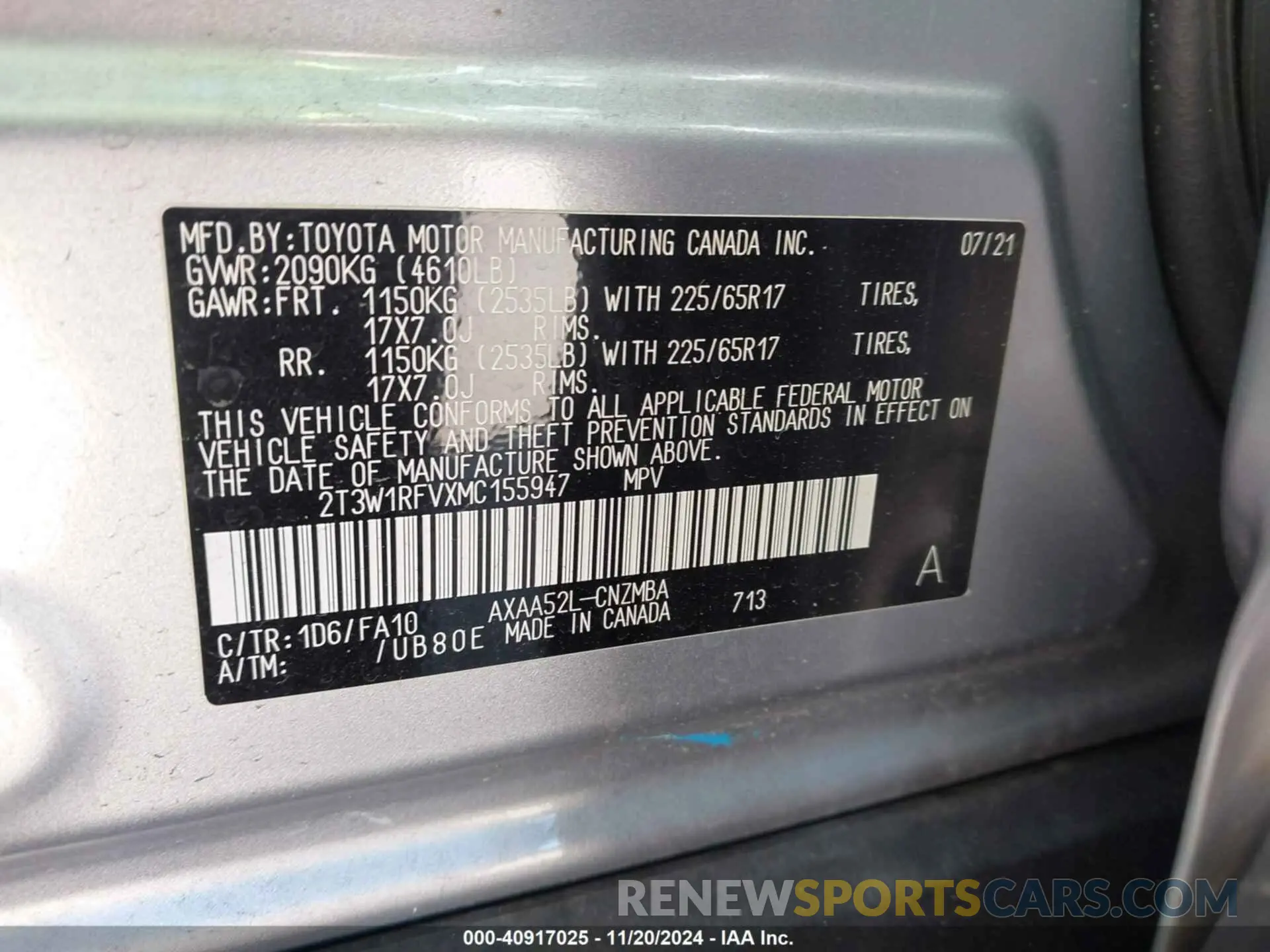 9 Photograph of a damaged car 2T3W1RFVXMC155947 TOYOTA RAV4 2021