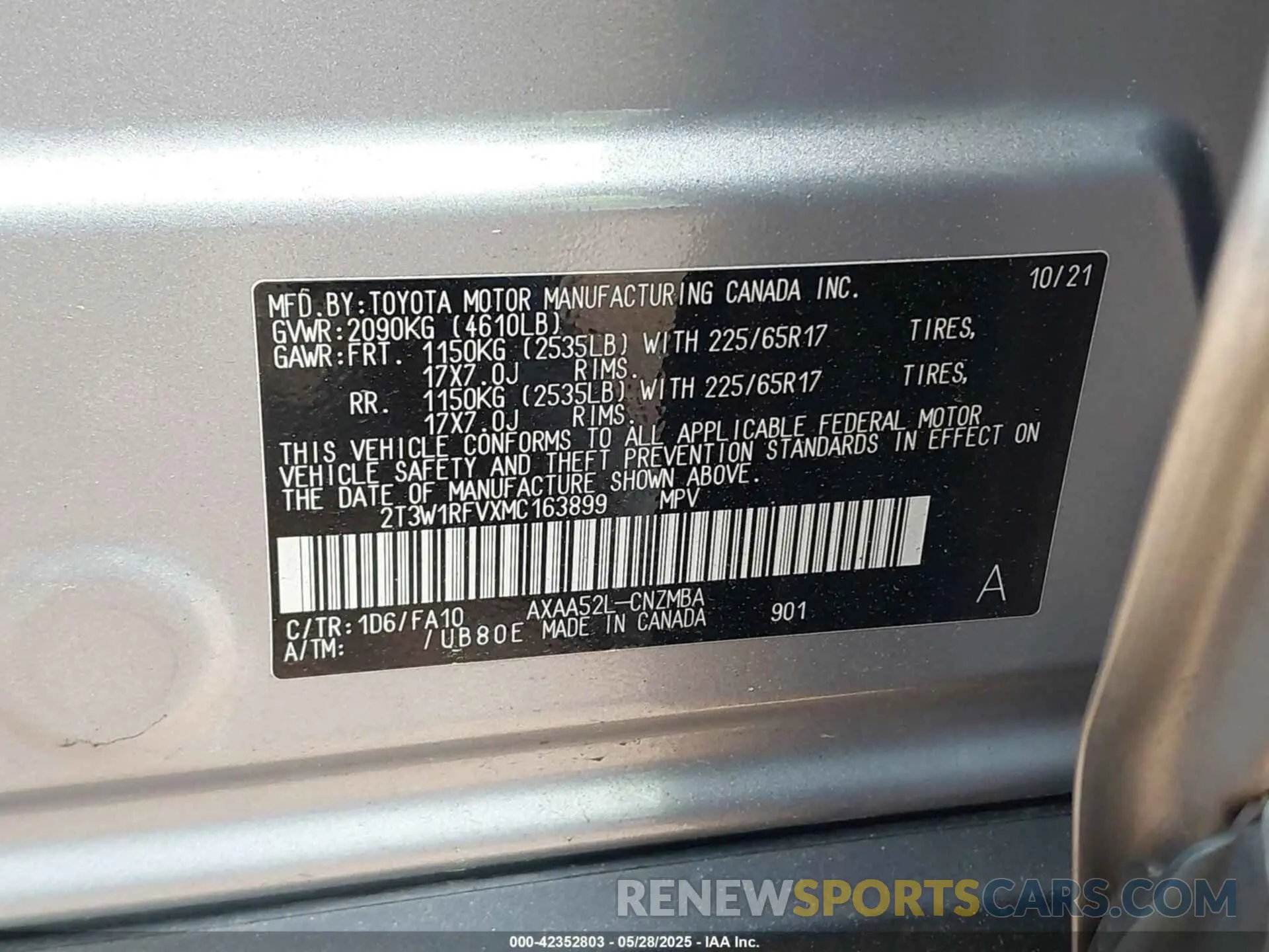 9 Photograph of a damaged car 2T3W1RFVXMC163899 TOYOTA RAV4 2021