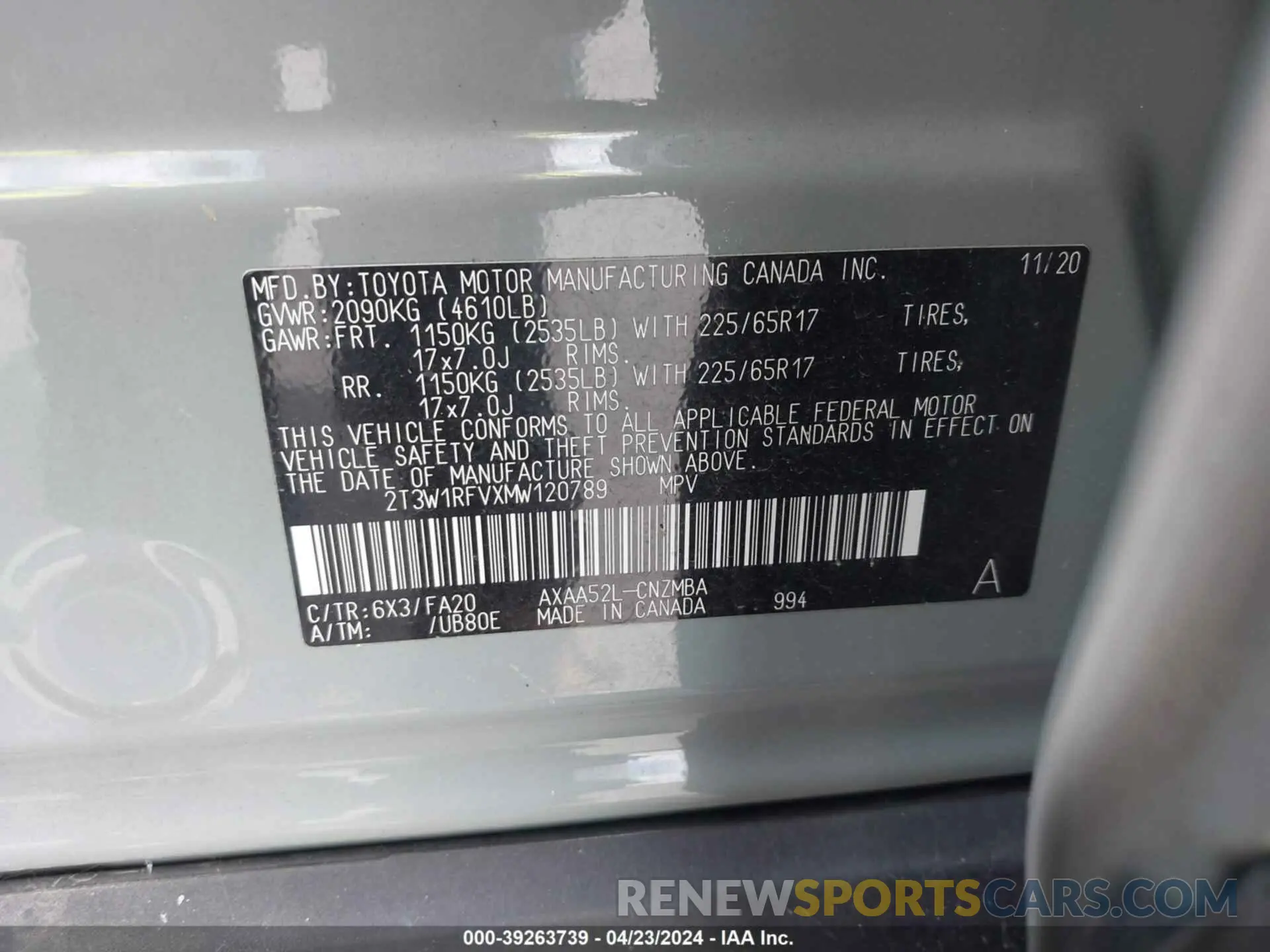 9 Photograph of a damaged car 2T3W1RFVXMW120789 TOYOTA RAV4 2021
