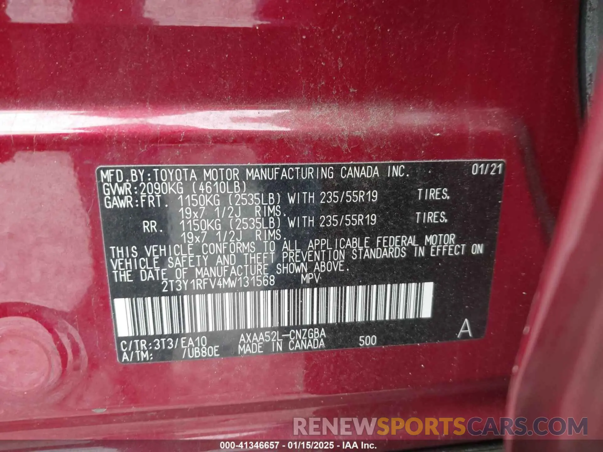 9 Photograph of a damaged car 2T3Y1RFV4MW131568 TOYOTA RAV4 2021