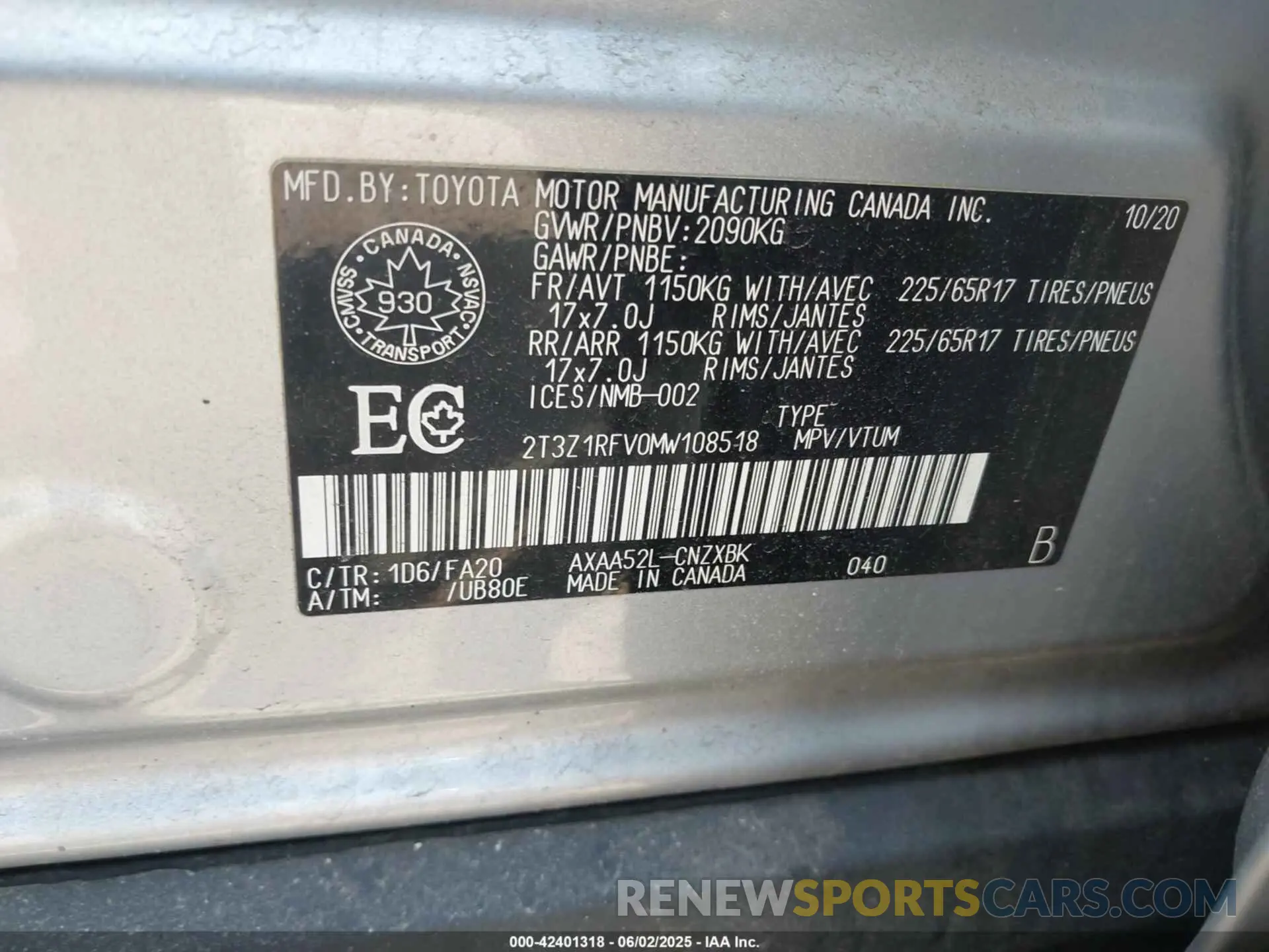 9 Photograph of a damaged car 2T3Z1RFV0MW108518 TOYOTA RAV4 2021