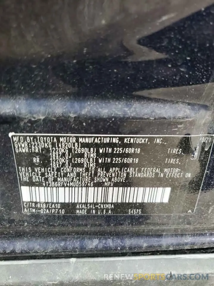 12 Photograph of a damaged car 4T3B6RFV4MU059746 TOYOTA RAV4 2021