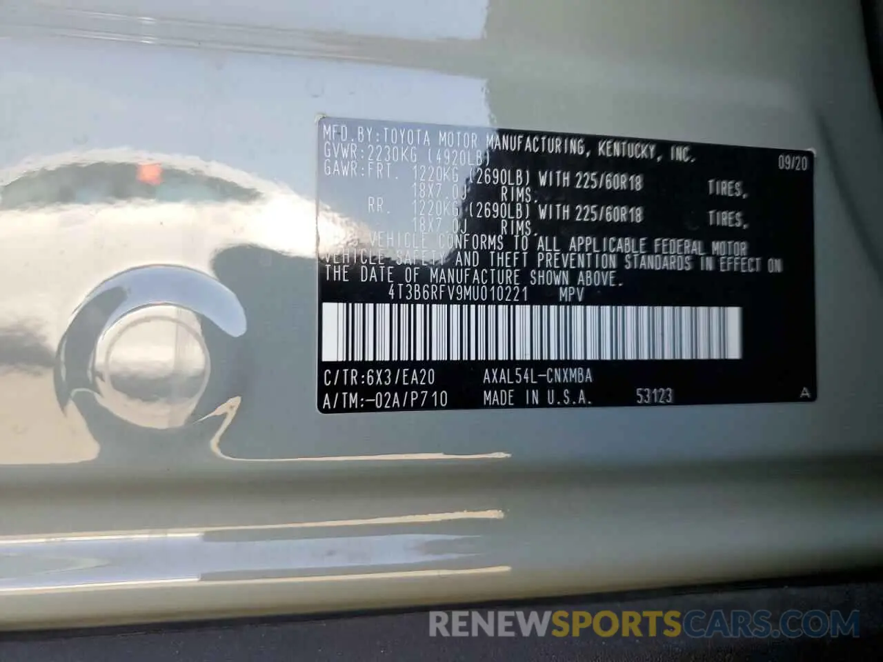 14 Photograph of a damaged car 4T3B6RFV9MU010221 TOYOTA RAV4 2021