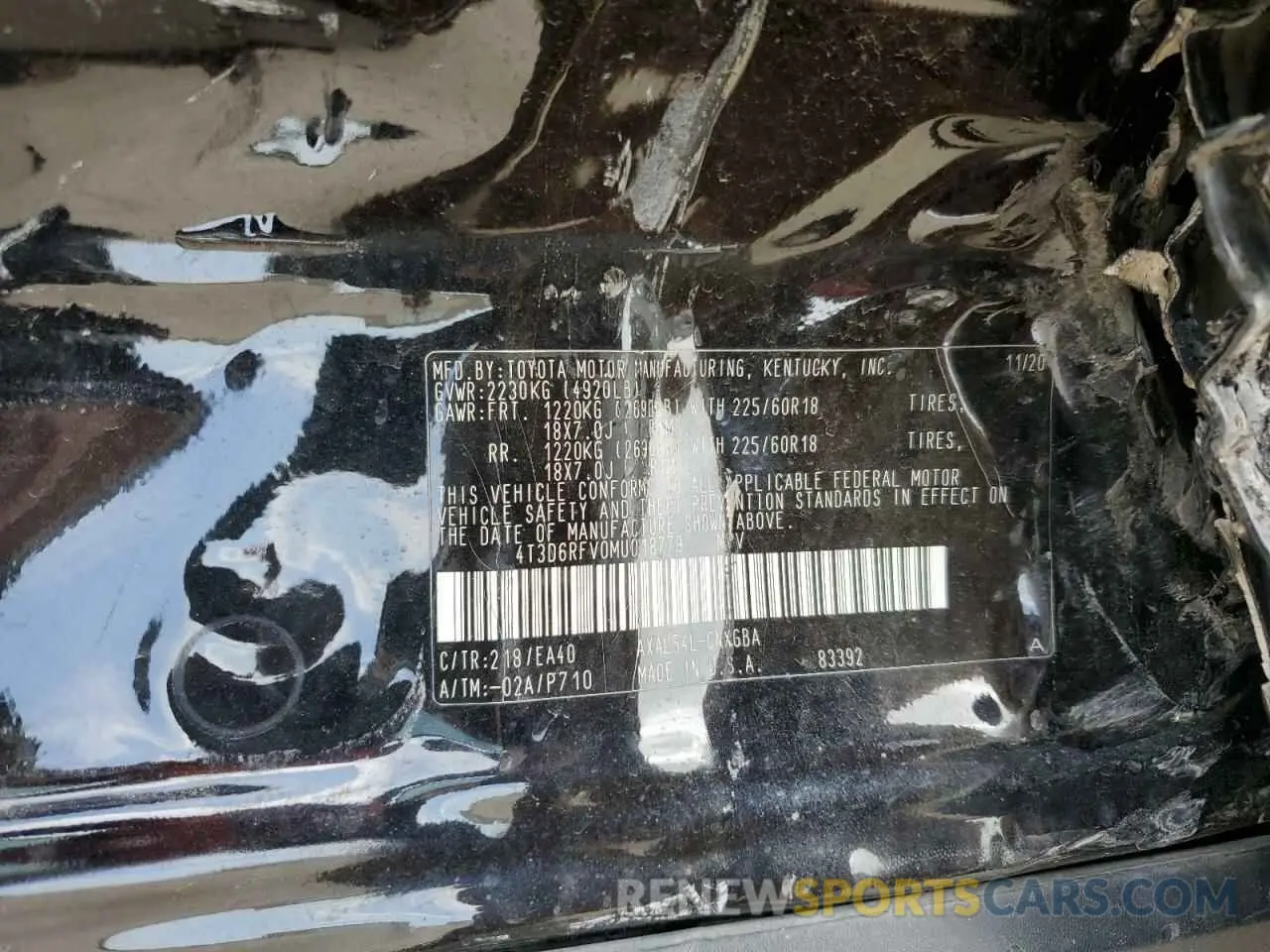 13 Photograph of a damaged car 4T3D6RFV0MU018779 TOYOTA RAV4 2021