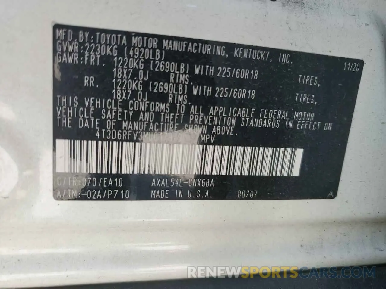 13 Photograph of a damaged car 4T3D6RFV3MU017979 TOYOTA RAV4 2021