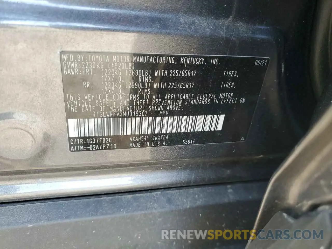 14 Photograph of a damaged car 4T3LWRFV3MU019307 TOYOTA RAV4 2021