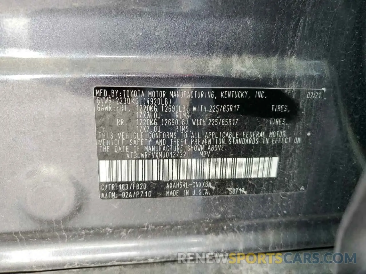 13 Photograph of a damaged car 4T3LWRFVXMU013732 TOYOTA RAV4 2021