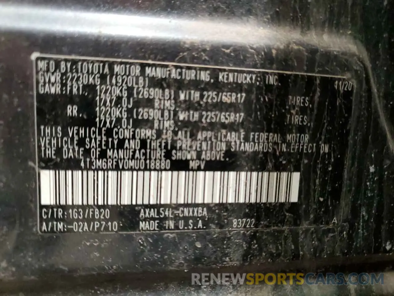 13 Photograph of a damaged car 4T3M6RFV0MU018880 TOYOTA RAV4 2021