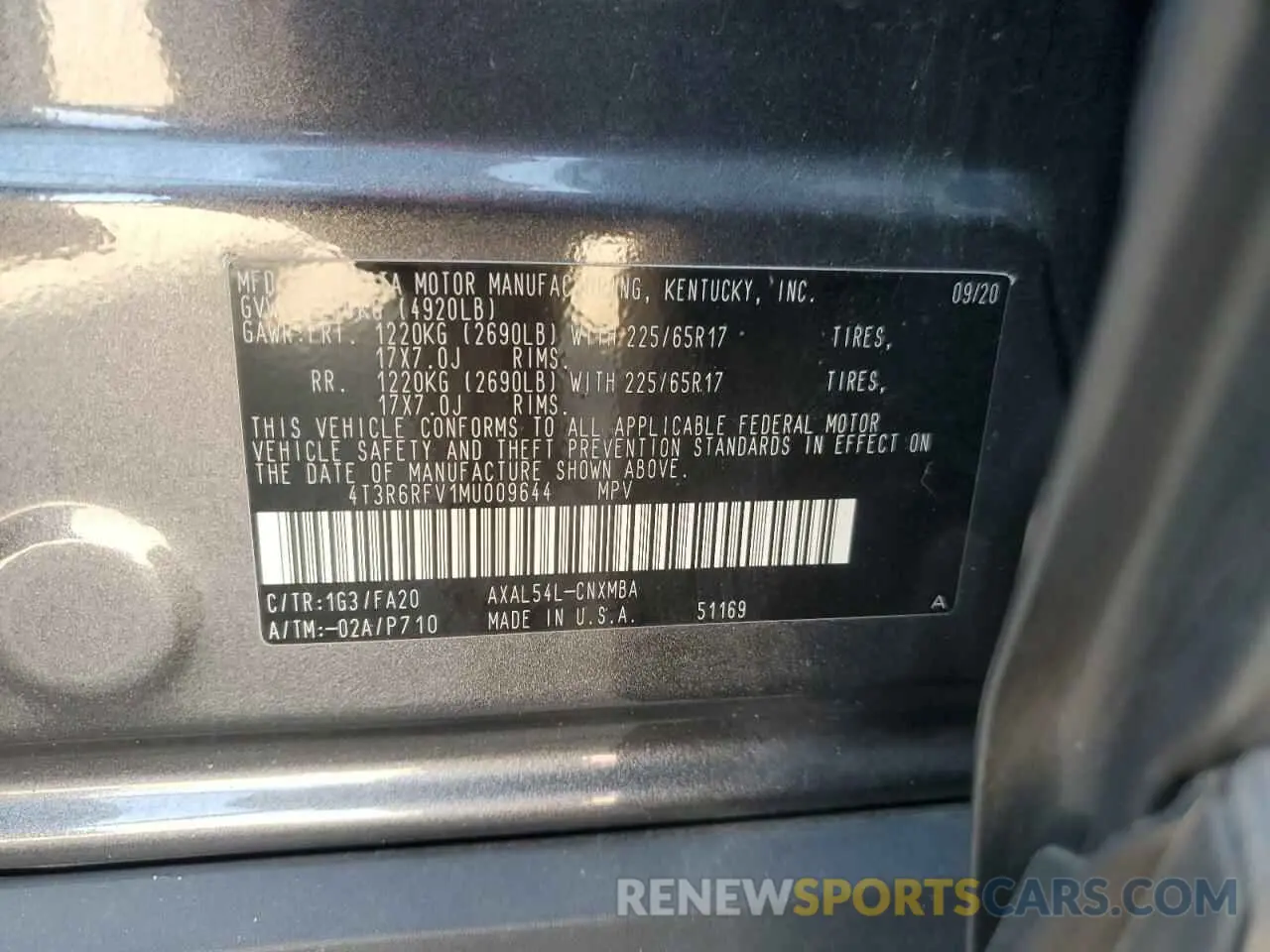 13 Photograph of a damaged car 4T3R6RFV1MU009644 TOYOTA RAV4 2021