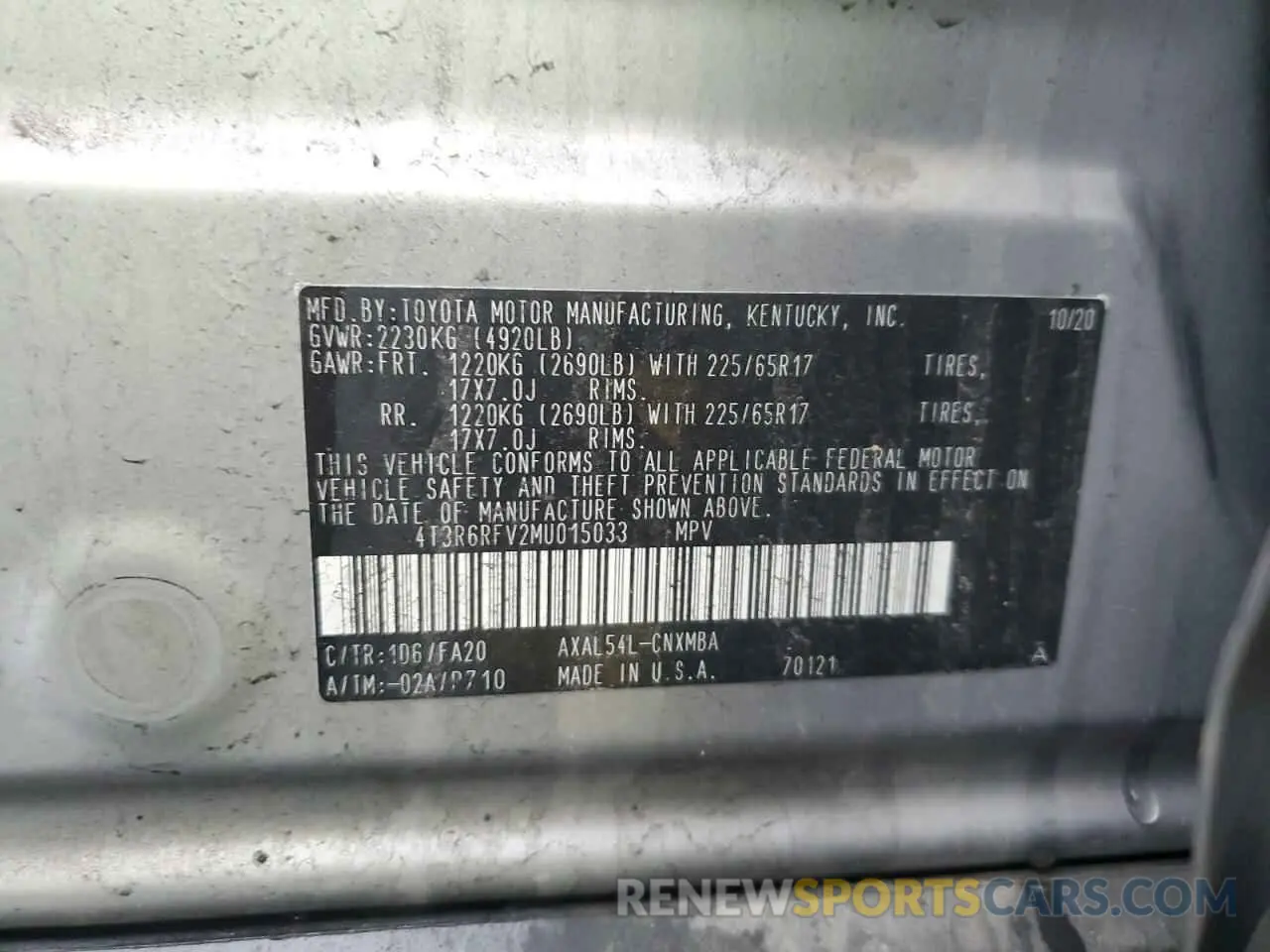 12 Photograph of a damaged car 4T3R6RFV2MU015033 TOYOTA RAV4 2021