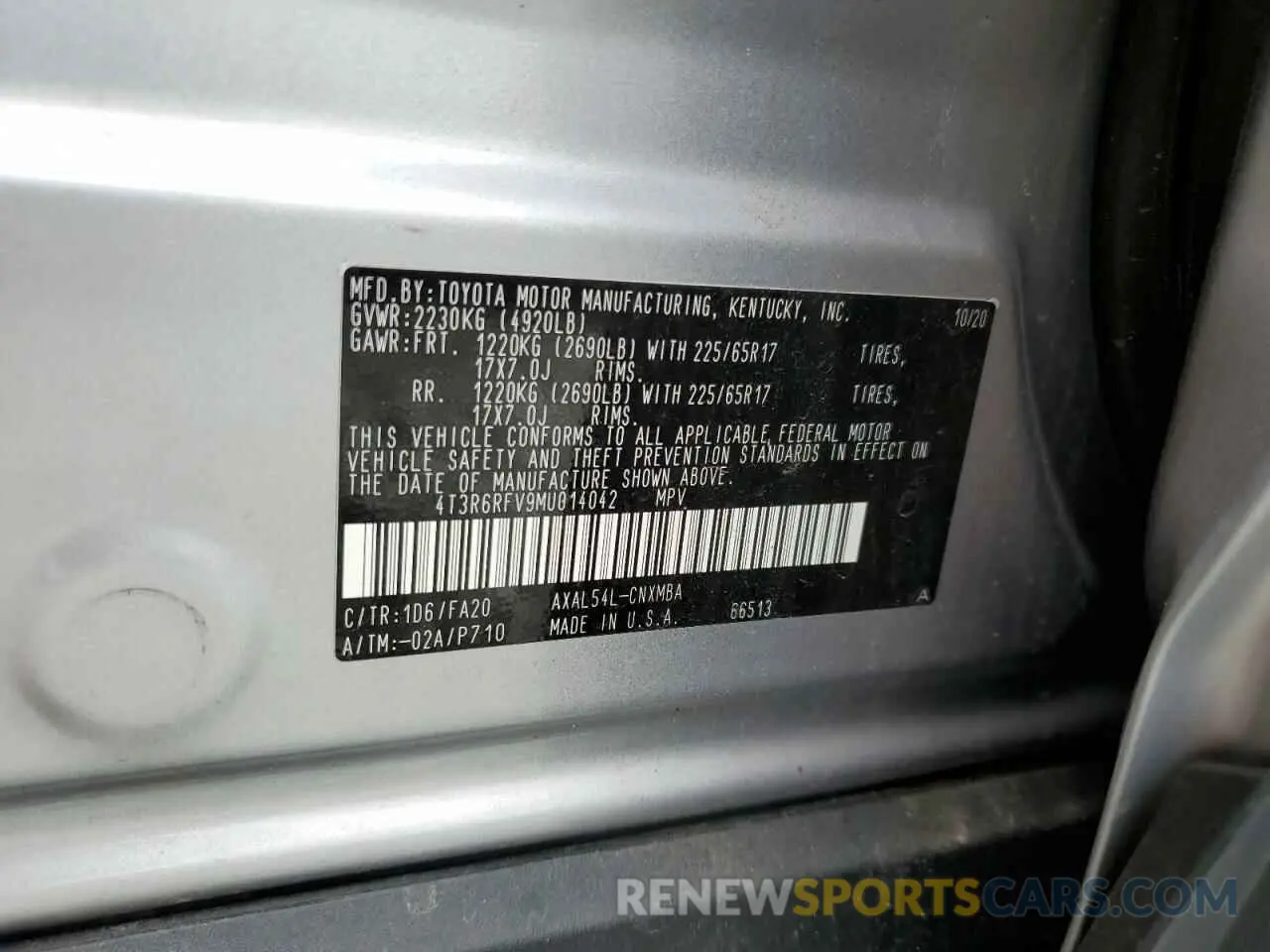 13 Photograph of a damaged car 4T3R6RFV9MU014042 TOYOTA RAV4 2021