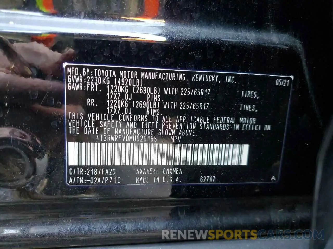 13 Photograph of a damaged car 4T3RWRFV0MU020165 TOYOTA RAV4 2021