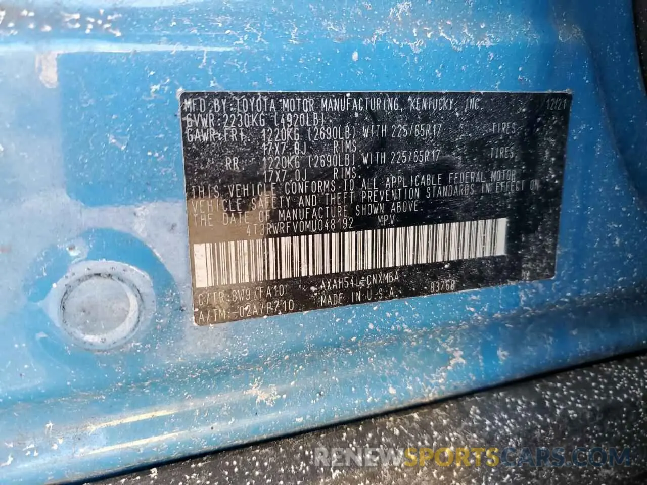 14 Photograph of a damaged car 4T3RWRFV0MU048192 TOYOTA RAV4 2021