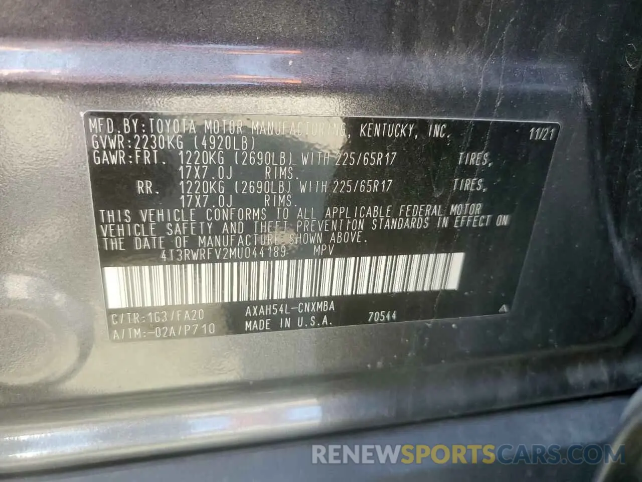 13 Photograph of a damaged car 4T3RWRFV2MU044189 TOYOTA RAV4 2021