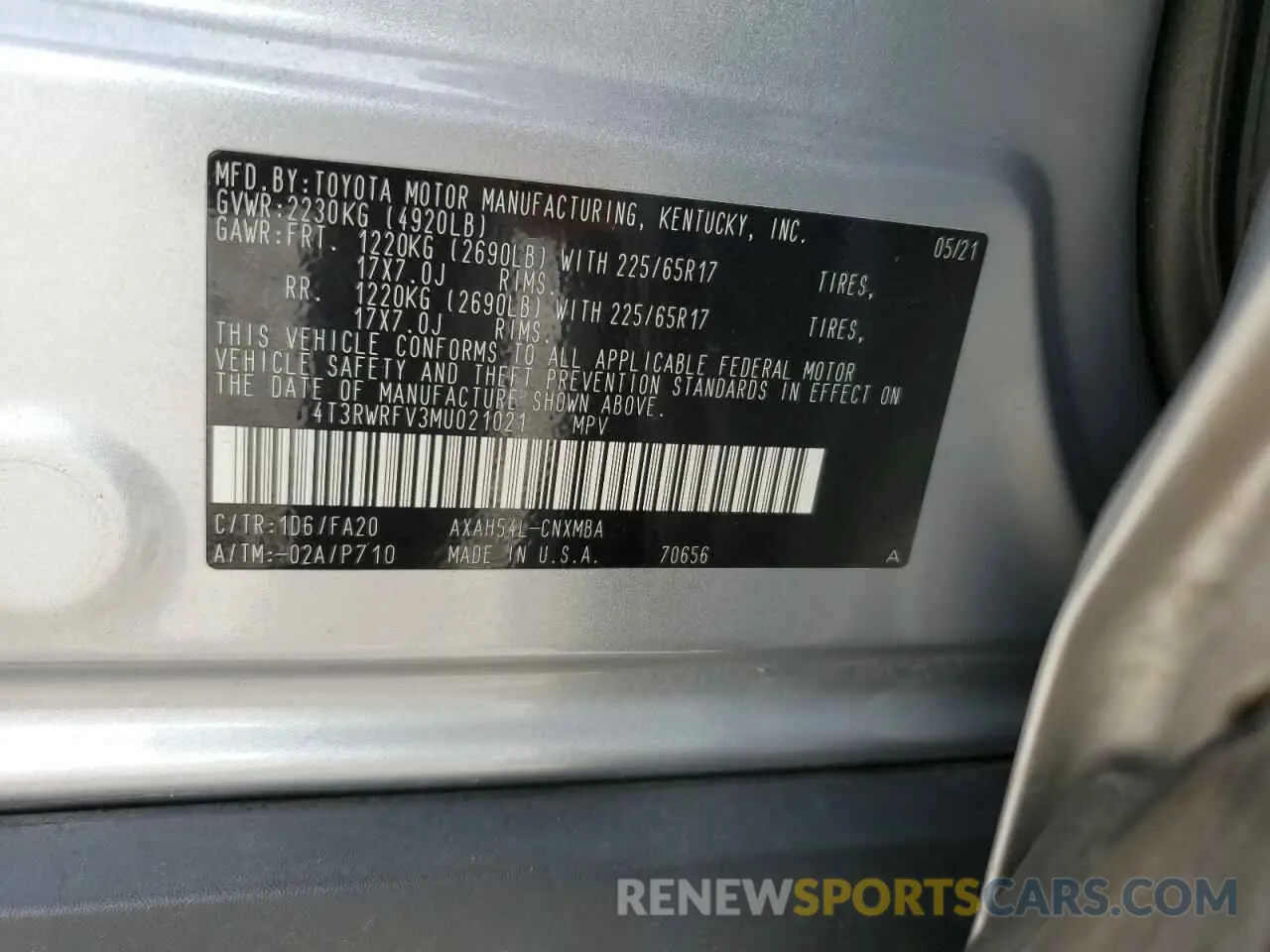 13 Photograph of a damaged car 4T3RWRFV3MU021021 TOYOTA RAV4 2021