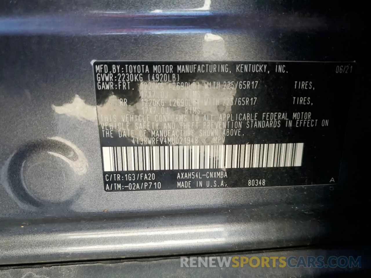 12 Photograph of a damaged car 4T3RWRFV4MU021948 TOYOTA RAV4 2021