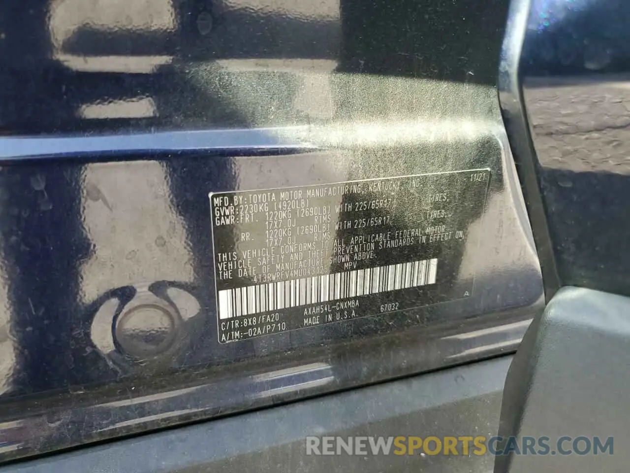 13 Photograph of a damaged car 4T3RWRFV4MU043125 TOYOTA RAV4 2021