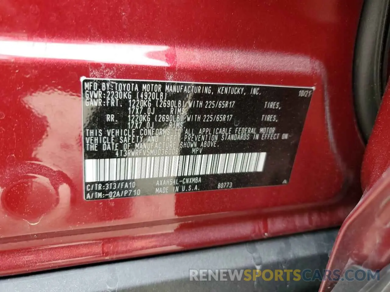 15 Photograph of a damaged car 4T3RWRFV5MU036006 TOYOTA RAV4 2021