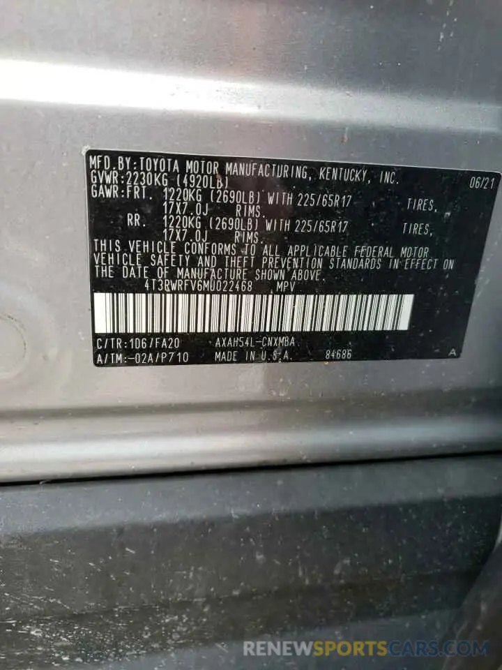 13 Photograph of a damaged car 4T3RWRFV6MU022468 TOYOTA RAV4 2021