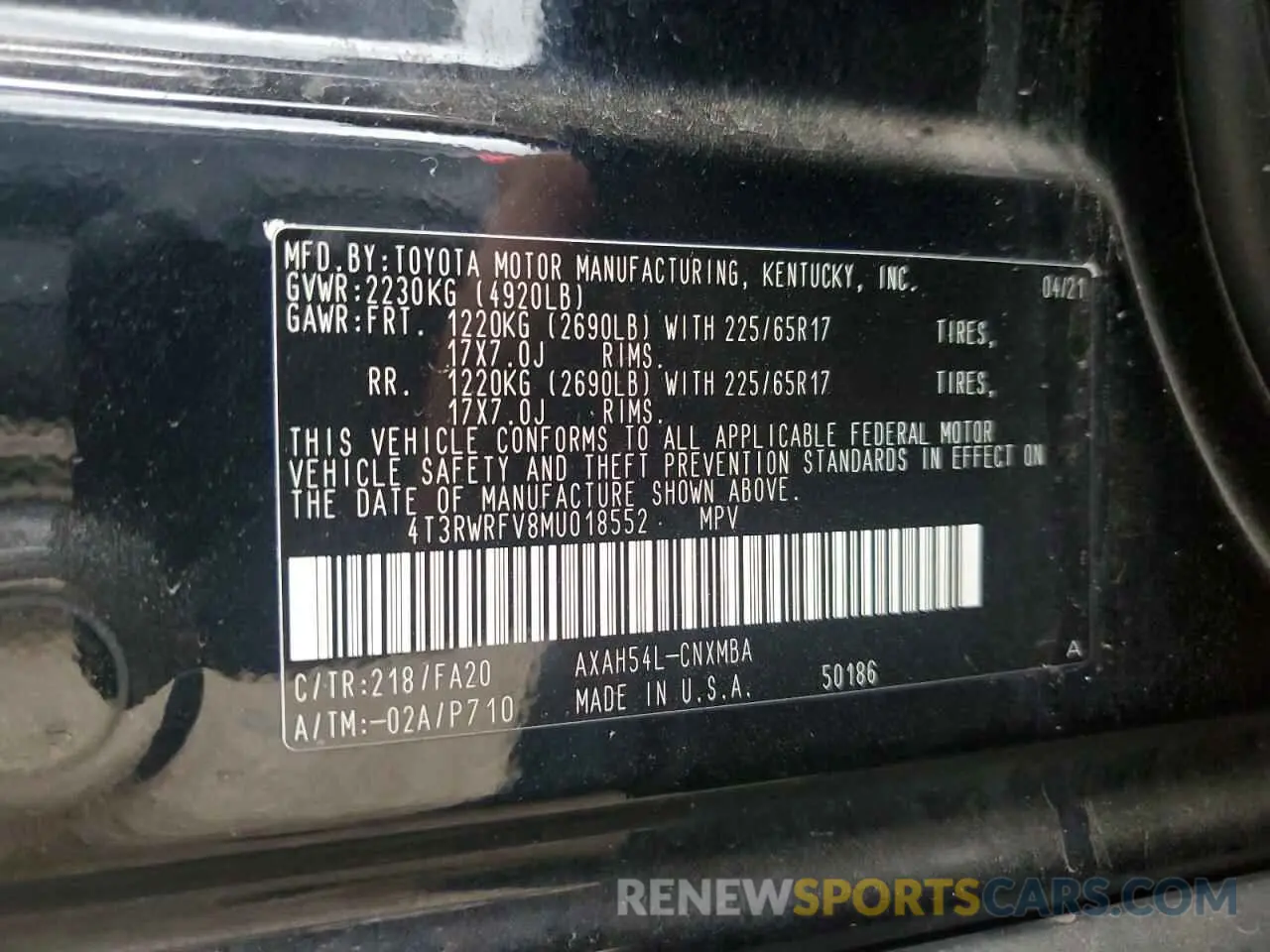 13 Photograph of a damaged car 4T3RWRFV8MU018552 TOYOTA RAV4 2021