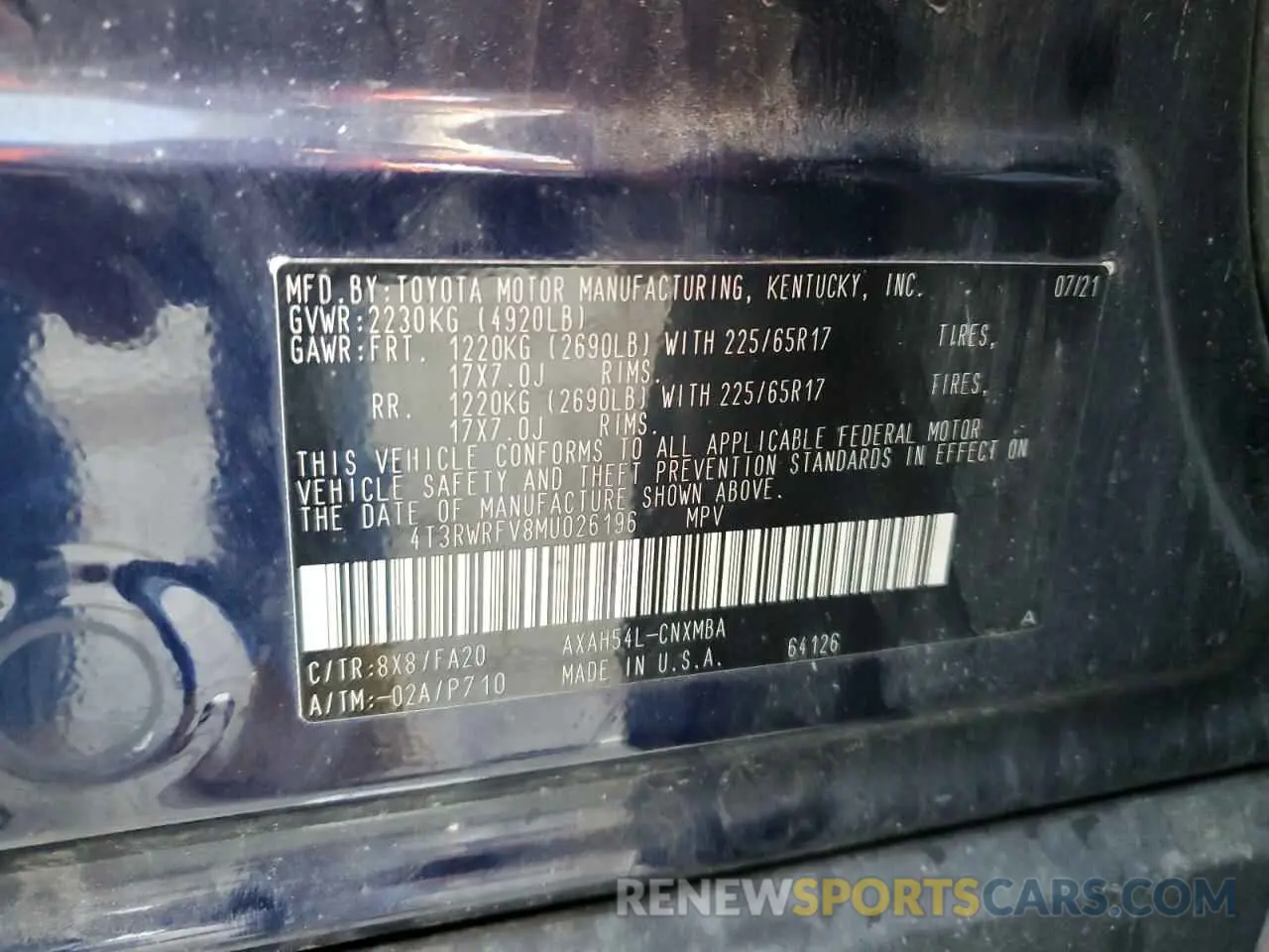 13 Photograph of a damaged car 4T3RWRFV8MU026196 TOYOTA RAV4 2021