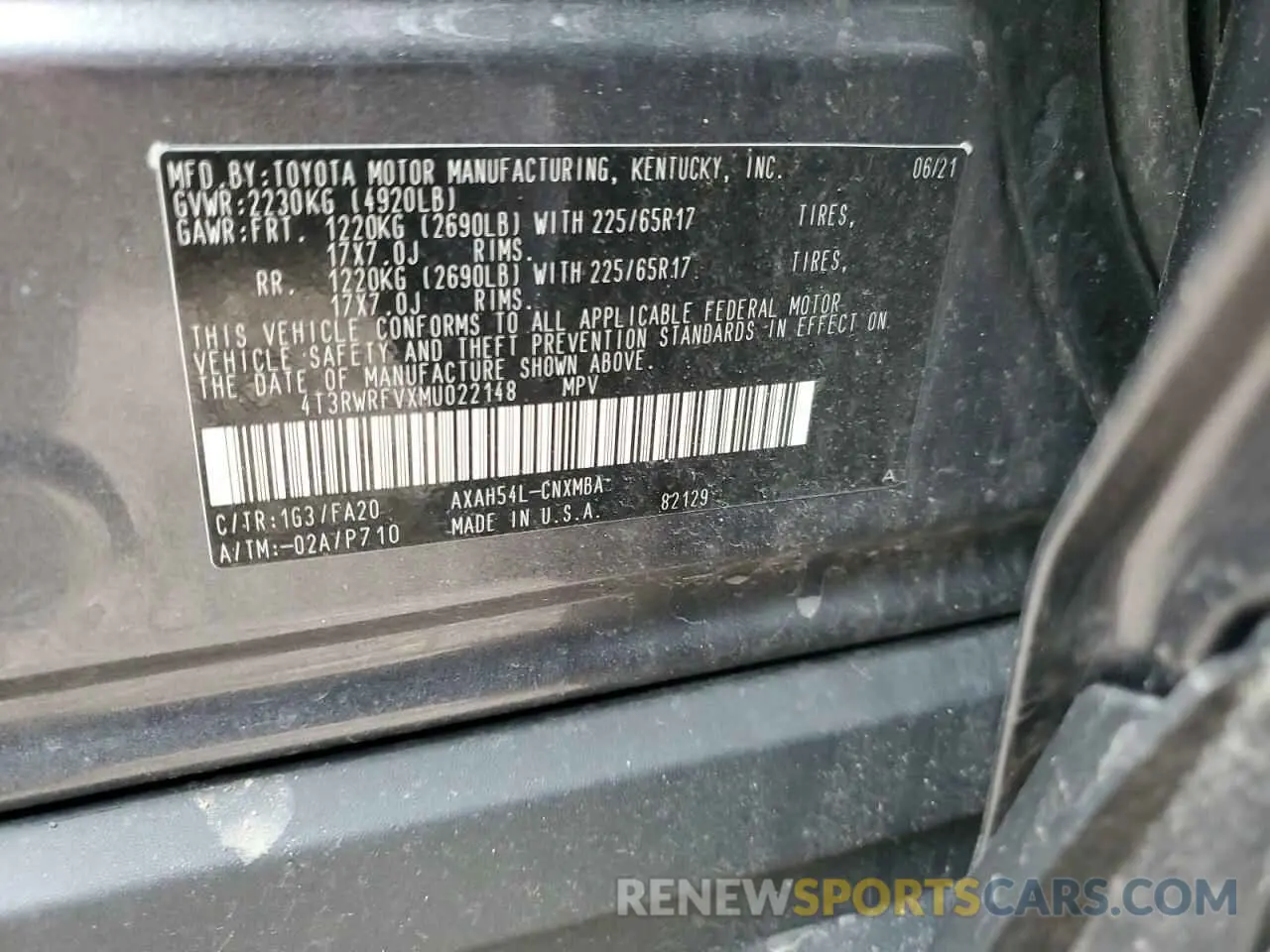 13 Photograph of a damaged car 4T3RWRFVXMU022148 TOYOTA RAV4 2021