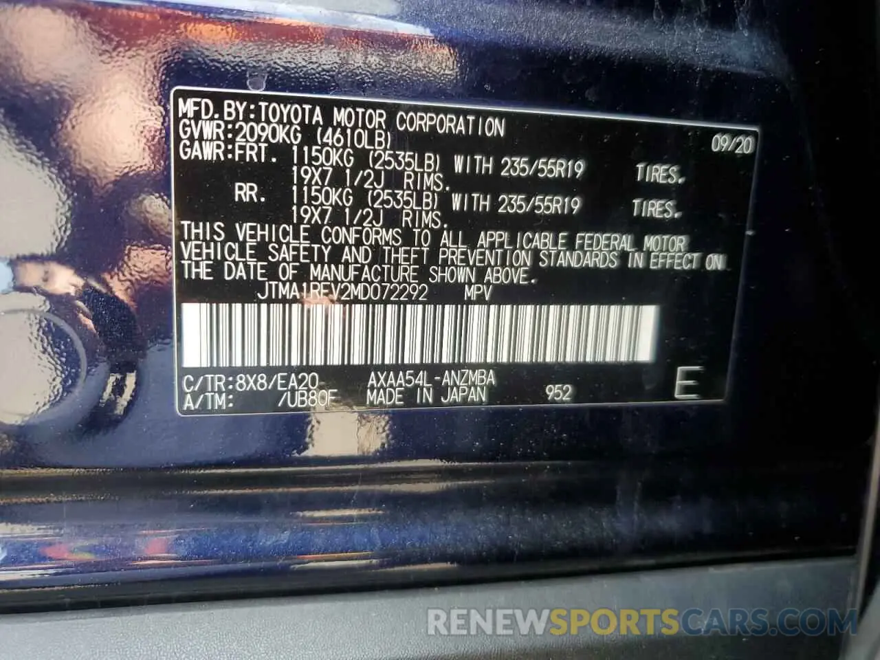 13 Photograph of a damaged car JTMA1RFV2MD072292 TOYOTA RAV4 2021