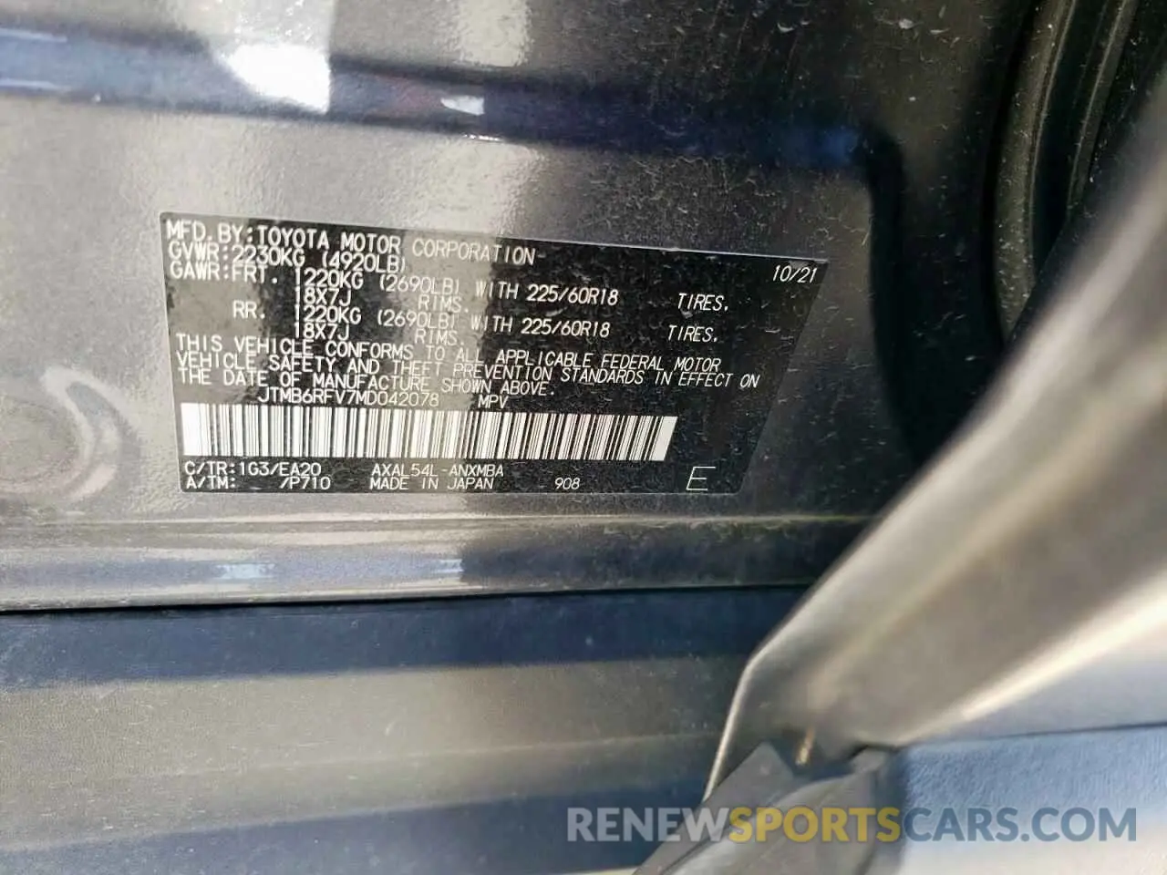 13 Photograph of a damaged car JTMB6RFV7MD042078 TOYOTA RAV4 2021