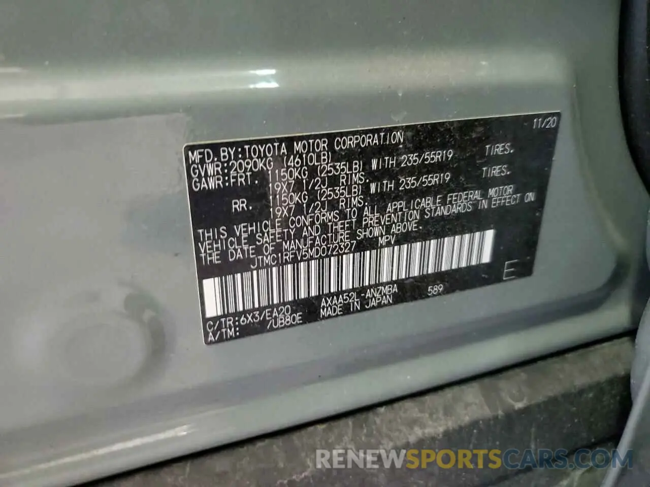 13 Photograph of a damaged car JTMC1RFV5MD072327 TOYOTA RAV4 2021