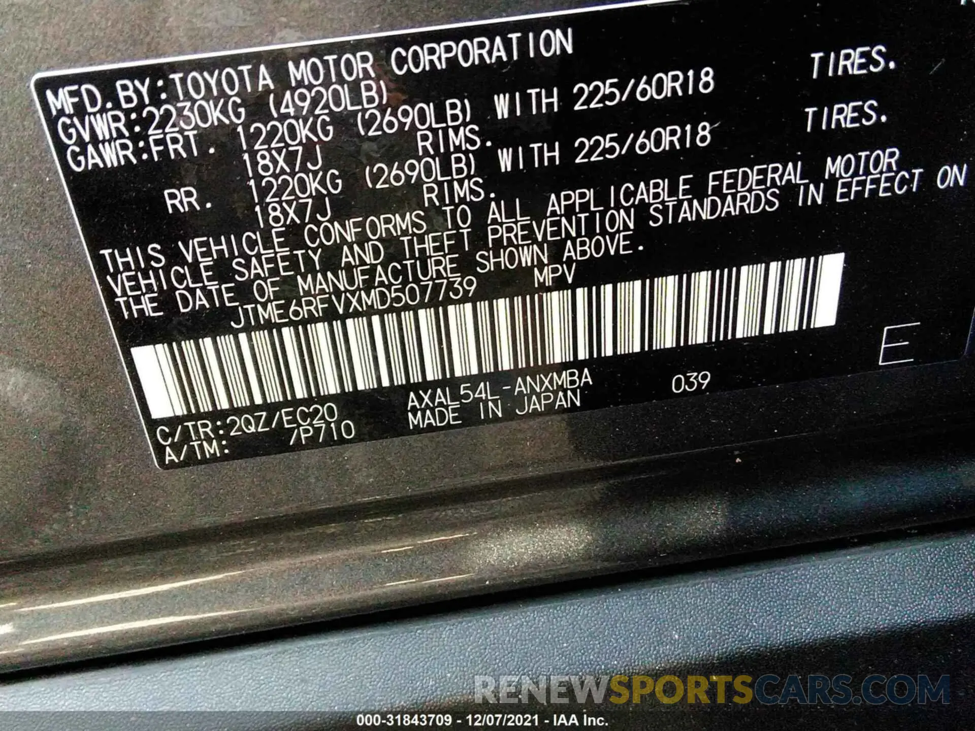 9 Photograph of a damaged car JTME6RFVXMD507739 TOYOTA RAV4 2021