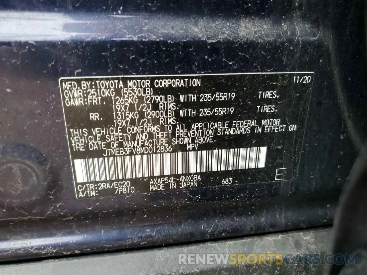 13 Photograph of a damaged car JTMEB3FV8MD012836 TOYOTA RAV4 2021