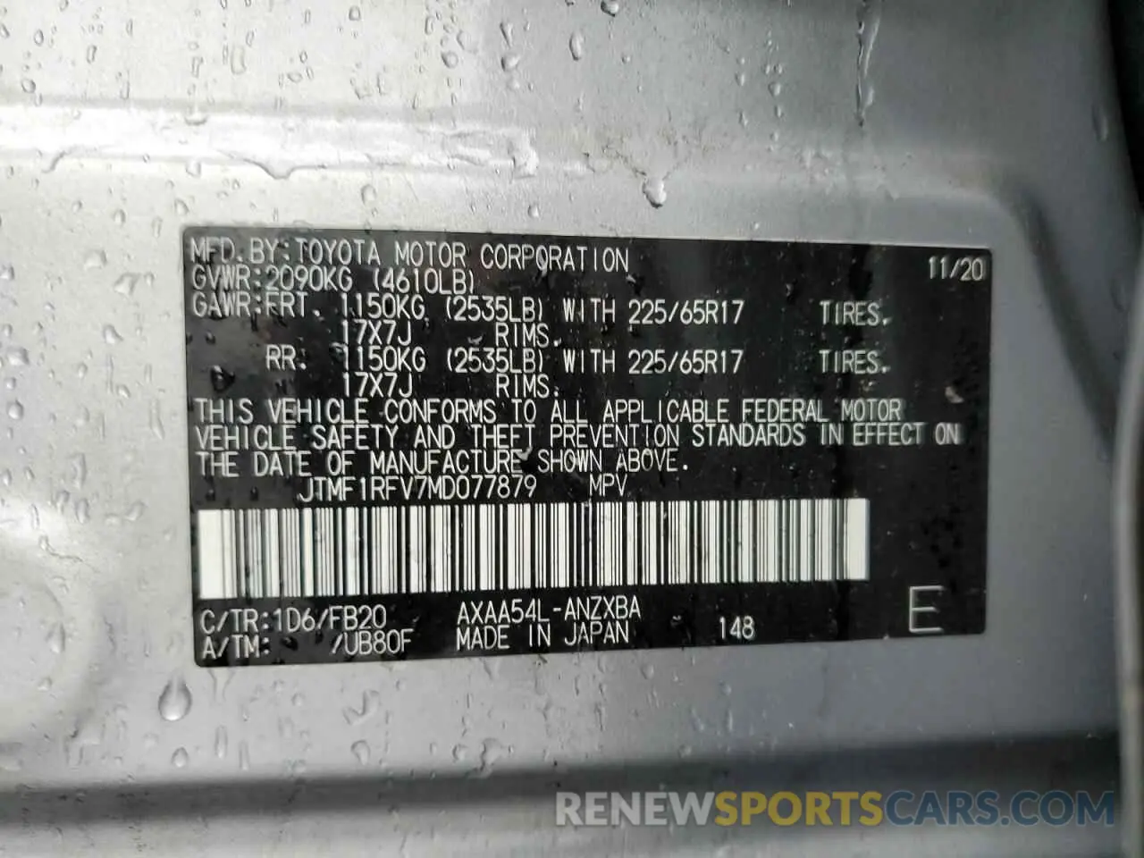 13 Photograph of a damaged car JTMF1RFV7MD077879 TOYOTA RAV4 2021