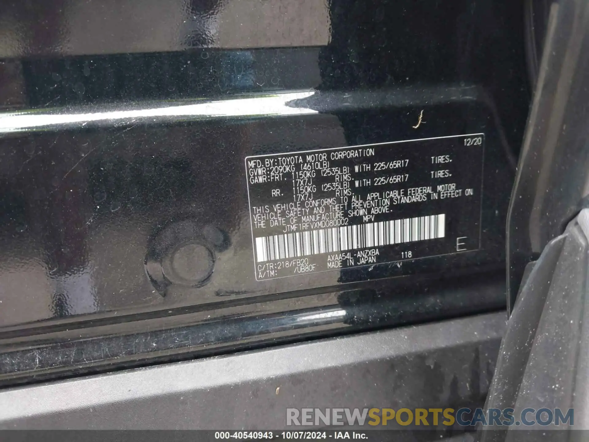 9 Photograph of a damaged car JTMF1RFVXMD080002 TOYOTA RAV4 2021