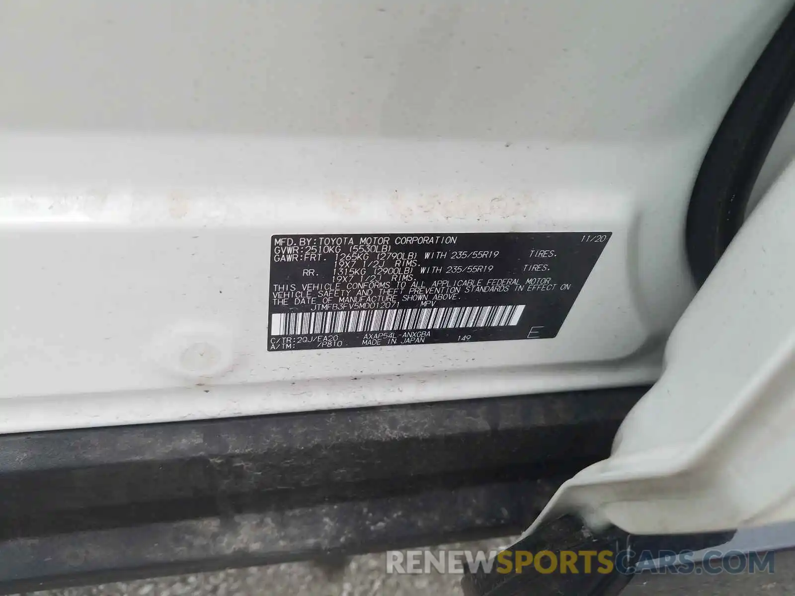 10 Photograph of a damaged car JTMFB3FV5MD012071 TOYOTA RAV4 2021