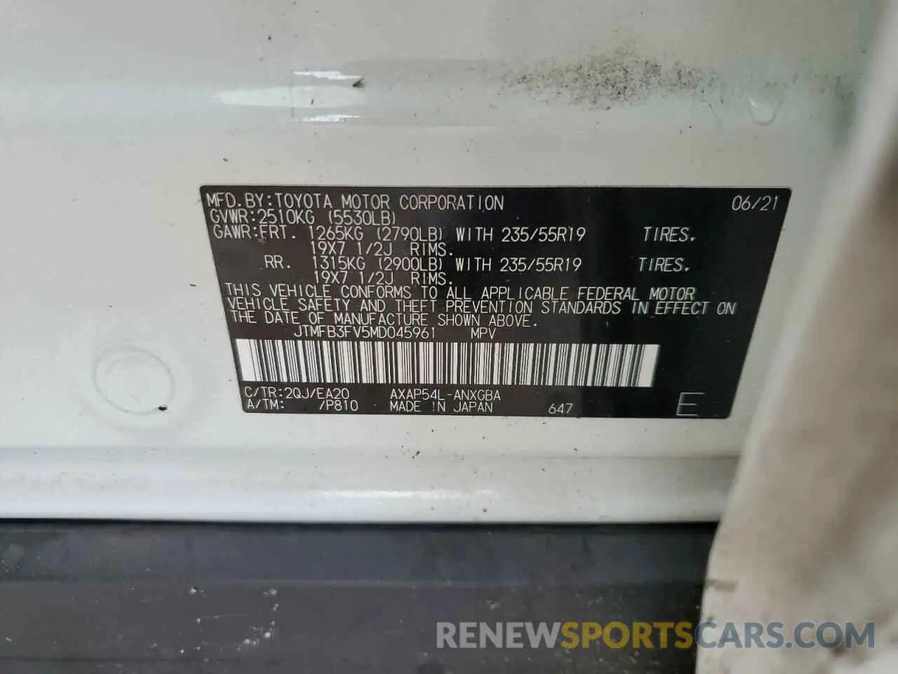 12 Photograph of a damaged car JTMFB3FV5MD045961 TOYOTA RAV4 2021