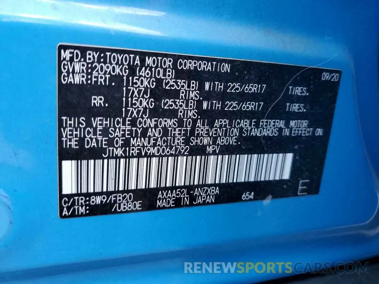14 Photograph of a damaged car JTMK1RFV9MD064792 TOYOTA RAV4 2021