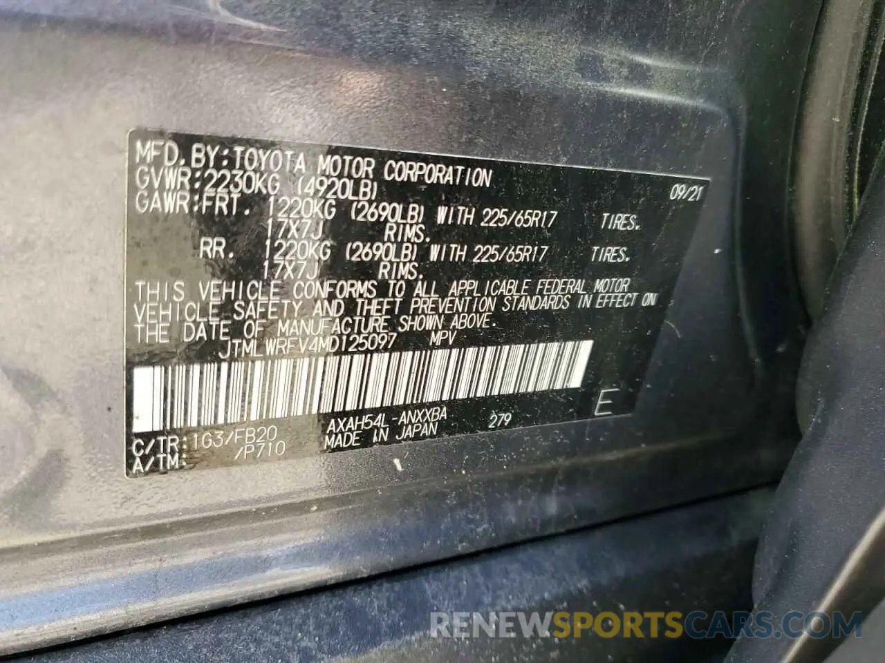 13 Photograph of a damaged car JTMLWRFV4MD125097 TOYOTA RAV4 2021
