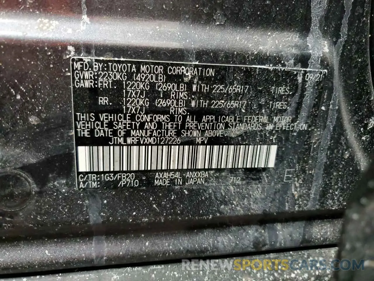 15 Photograph of a damaged car JTMLWRFVXMD127226 TOYOTA RAV4 2021