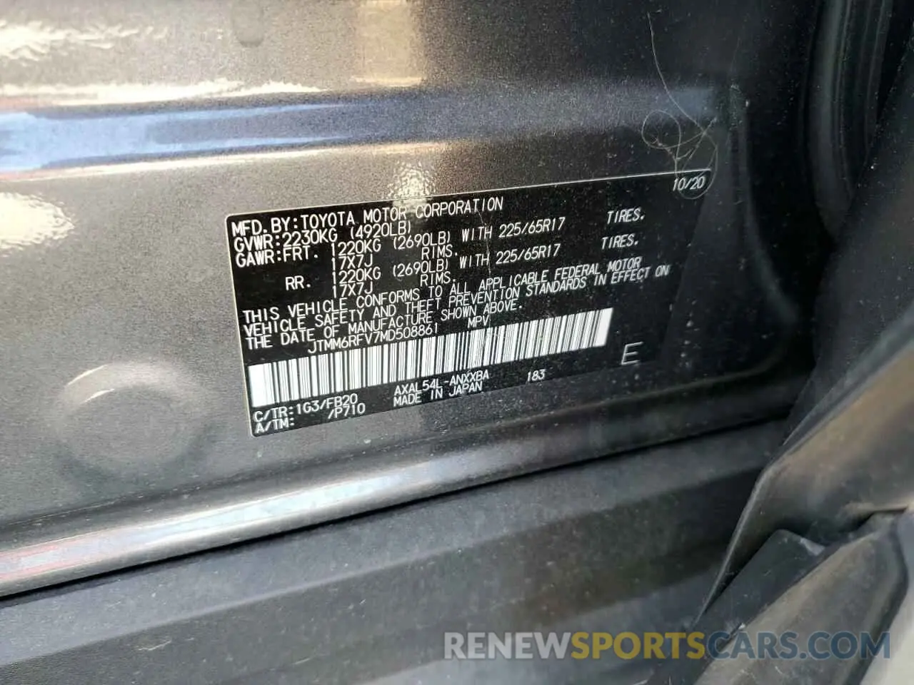 12 Photograph of a damaged car JTMM6RFV7MD508861 TOYOTA RAV4 2021