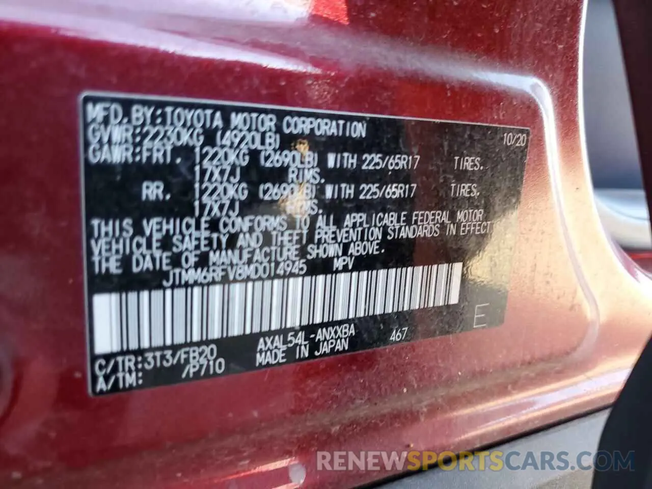 12 Photograph of a damaged car JTMM6RFV8MD014945 TOYOTA RAV4 2021