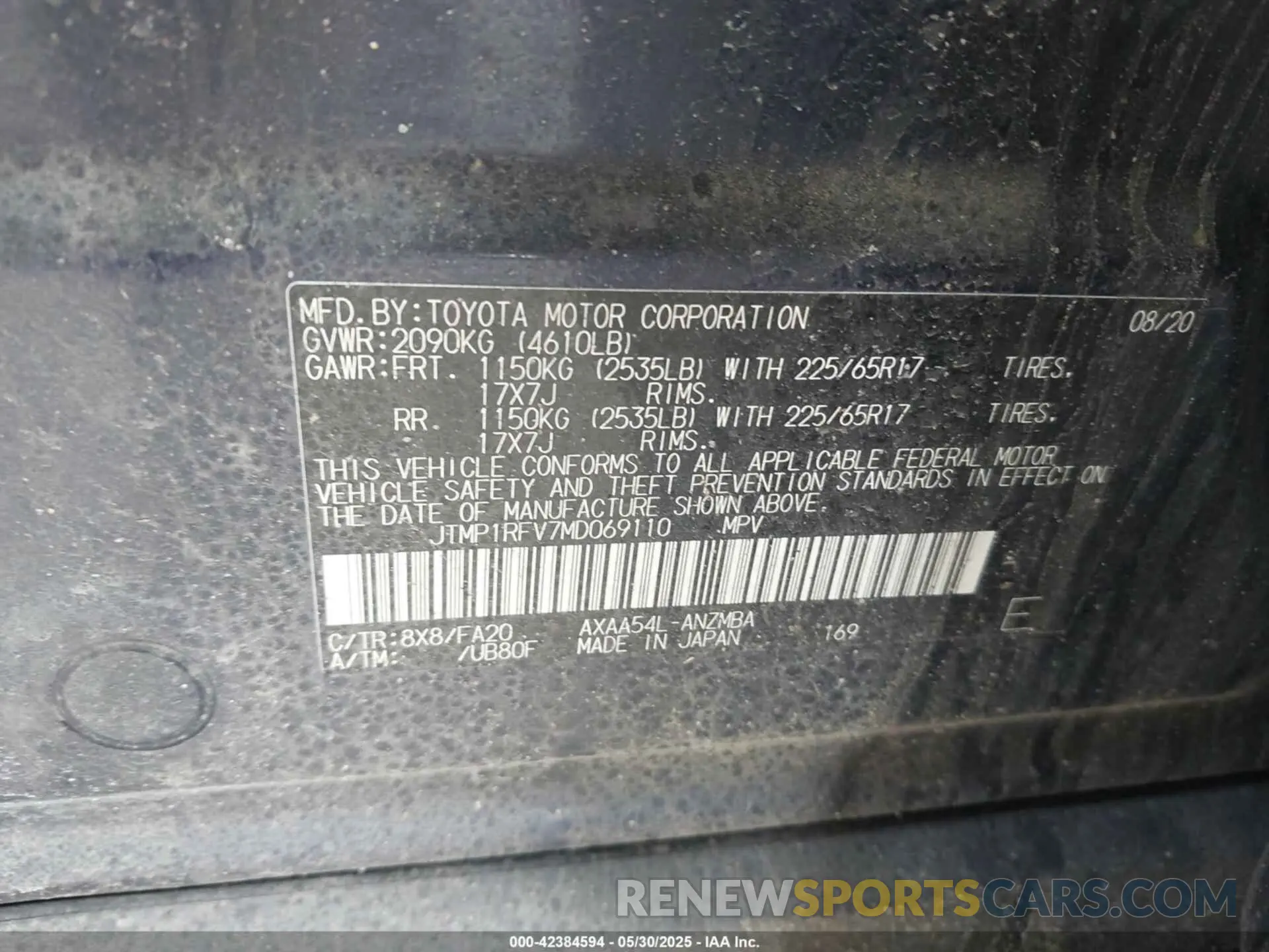 9 Photograph of a damaged car JTMP1RFV7MD069110 TOYOTA RAV4 2021