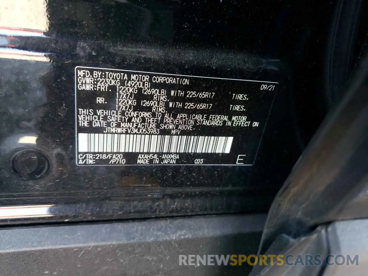 10 Photograph of a damaged car JTMRWRFV3MJ053983 TOYOTA RAV4 2021
