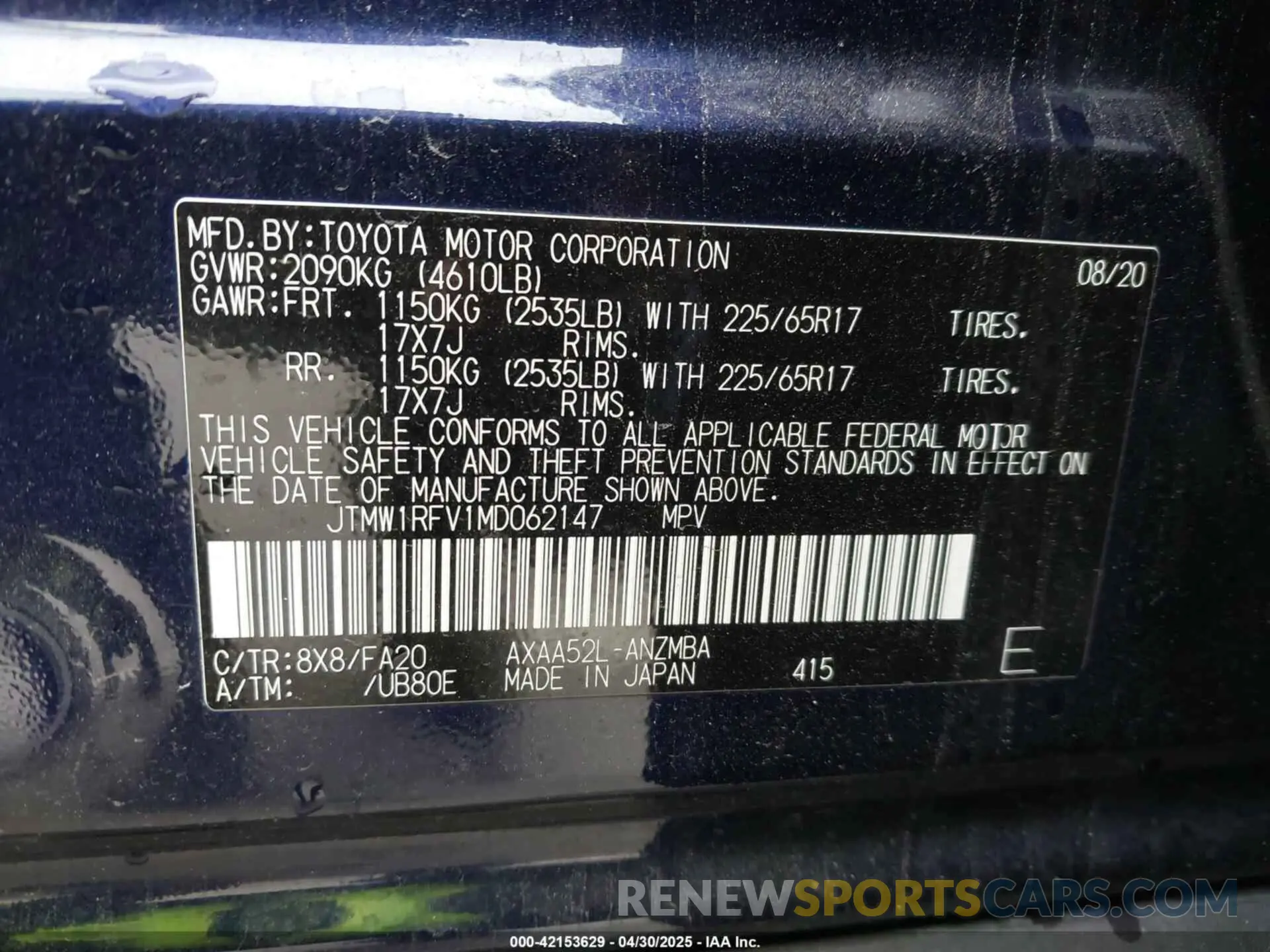 9 Photograph of a damaged car JTMW1RFV1MD062147 TOYOTA RAV4 2021
