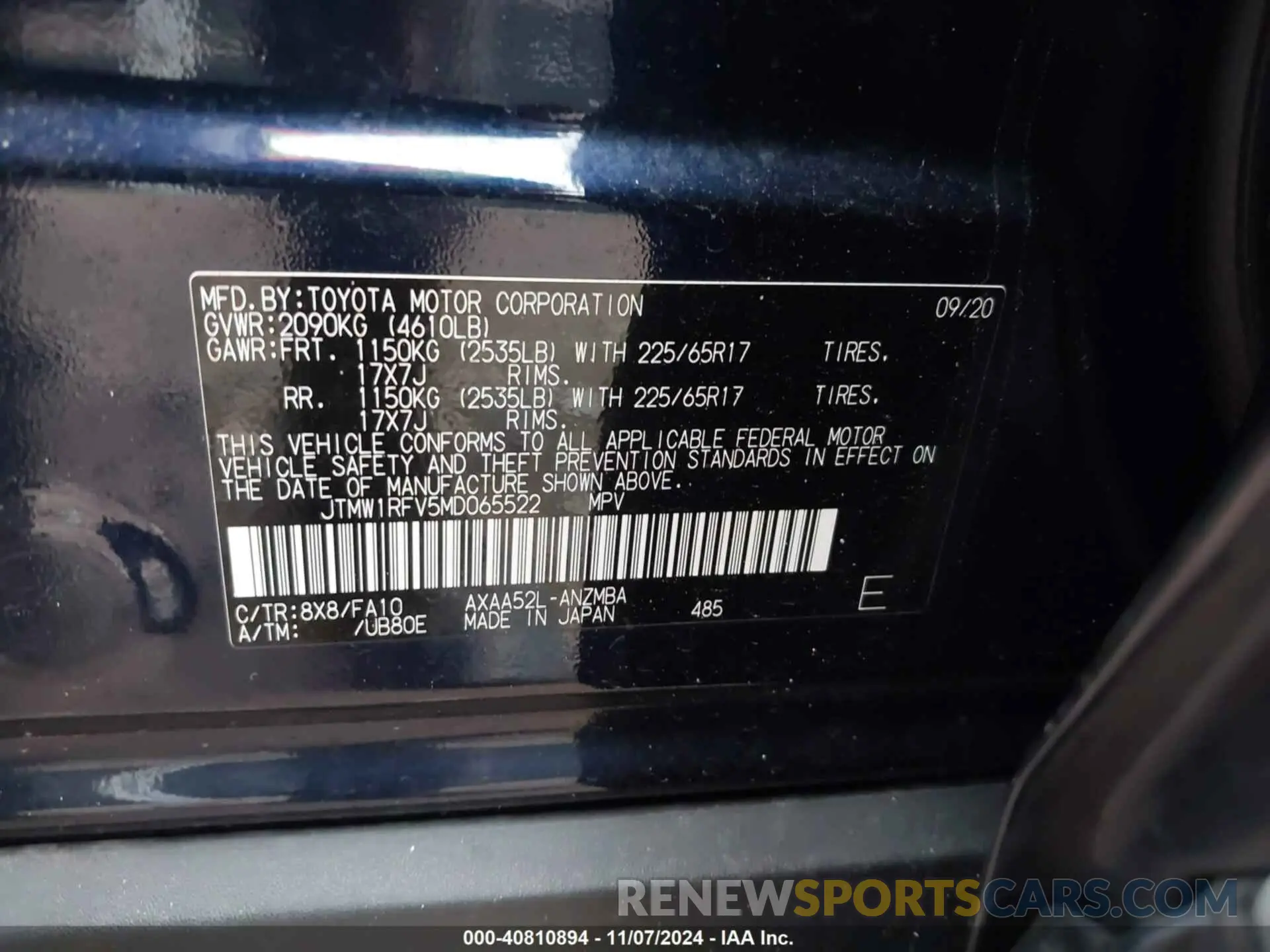 9 Photograph of a damaged car JTMW1RFV5MD065522 TOYOTA RAV4 2021